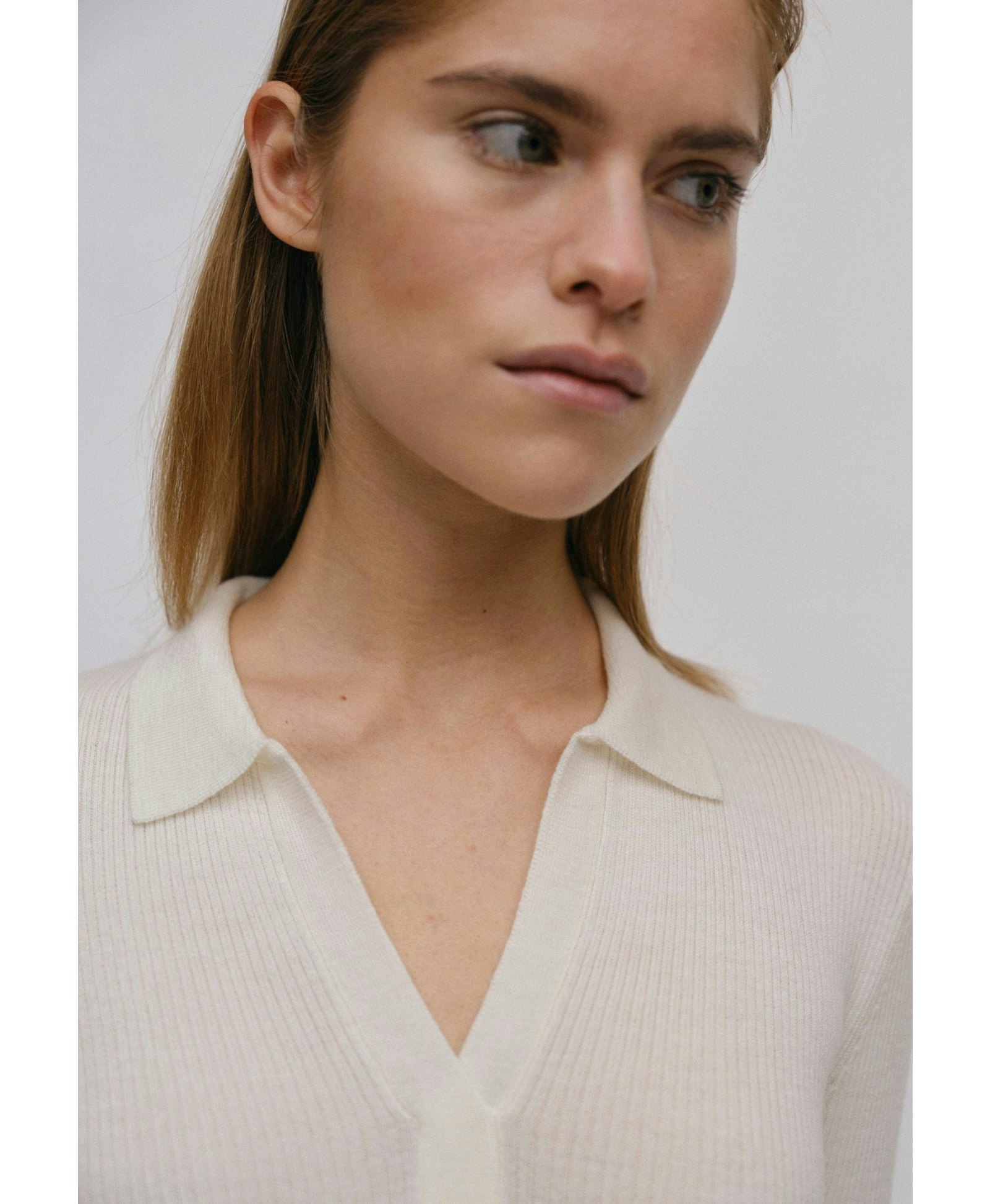 Cadee Knit Polo Blouse - Off White made by HERSKIND
