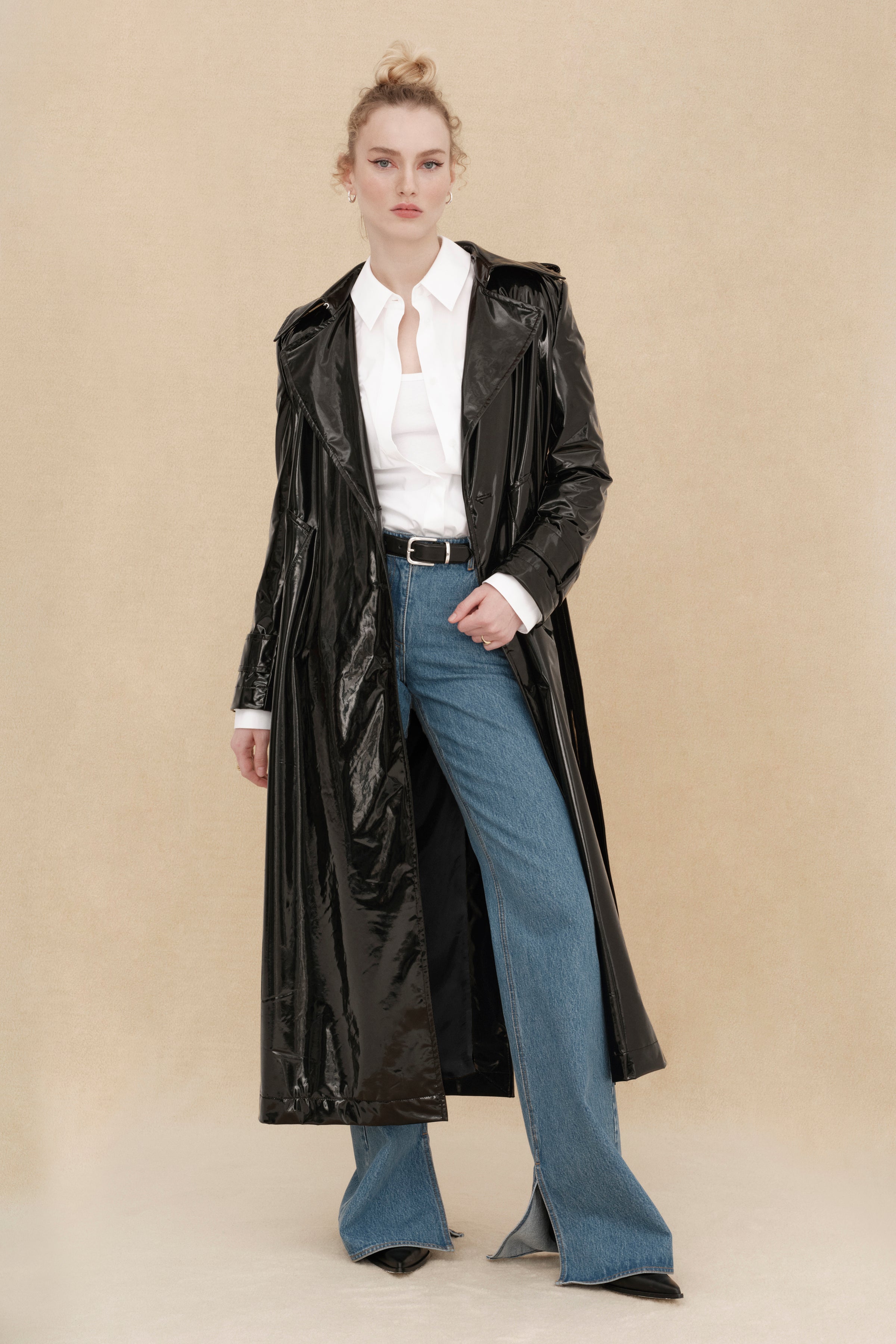 Shop Occleus Lacey Trenchcoat In Black