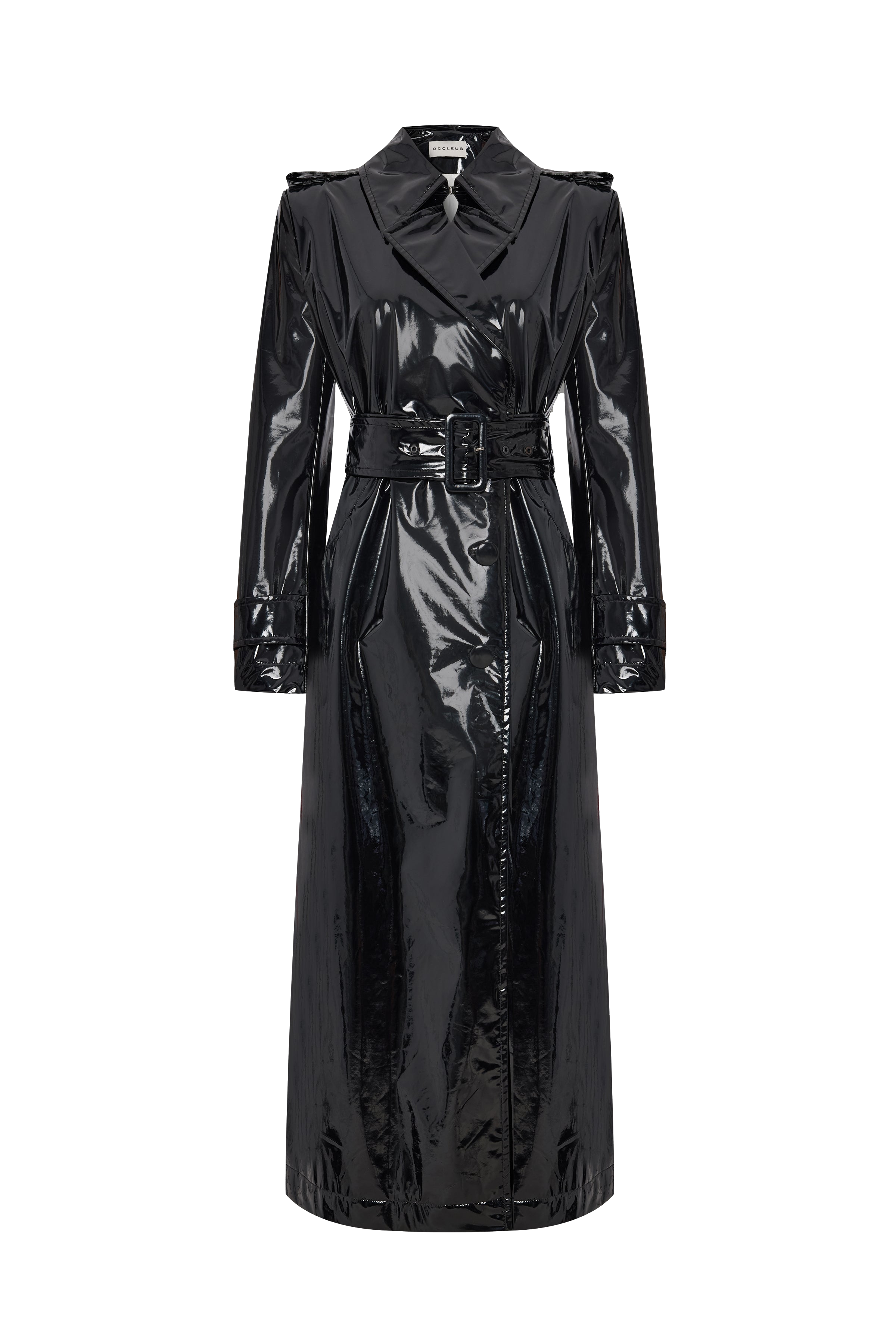 Shop Occleus Lacey Trenchcoat In Black