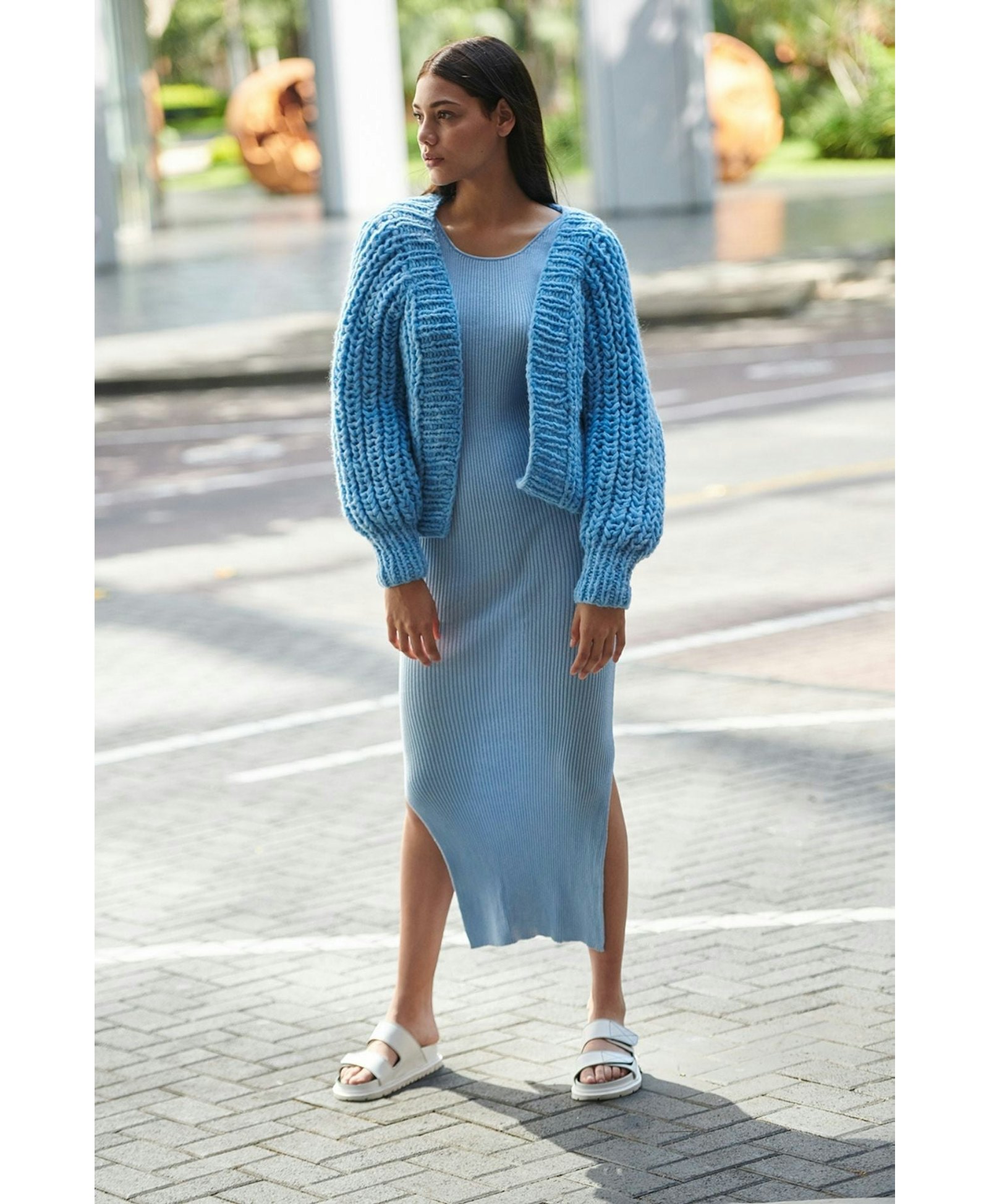 YACU Cardigan in Blue made by AYNI