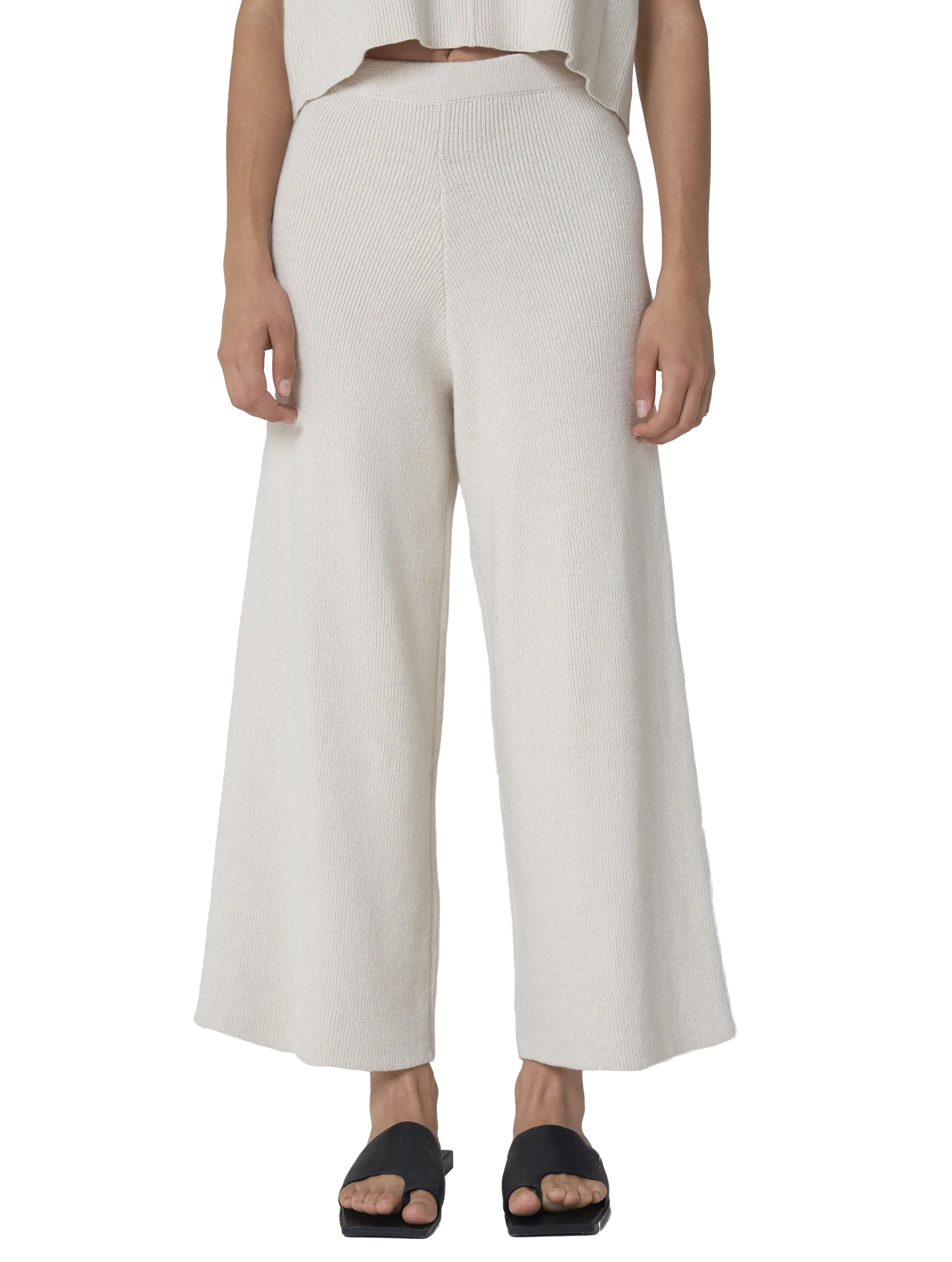 Shop Leap Concept Lina Cropped Knitted Pants In Beige