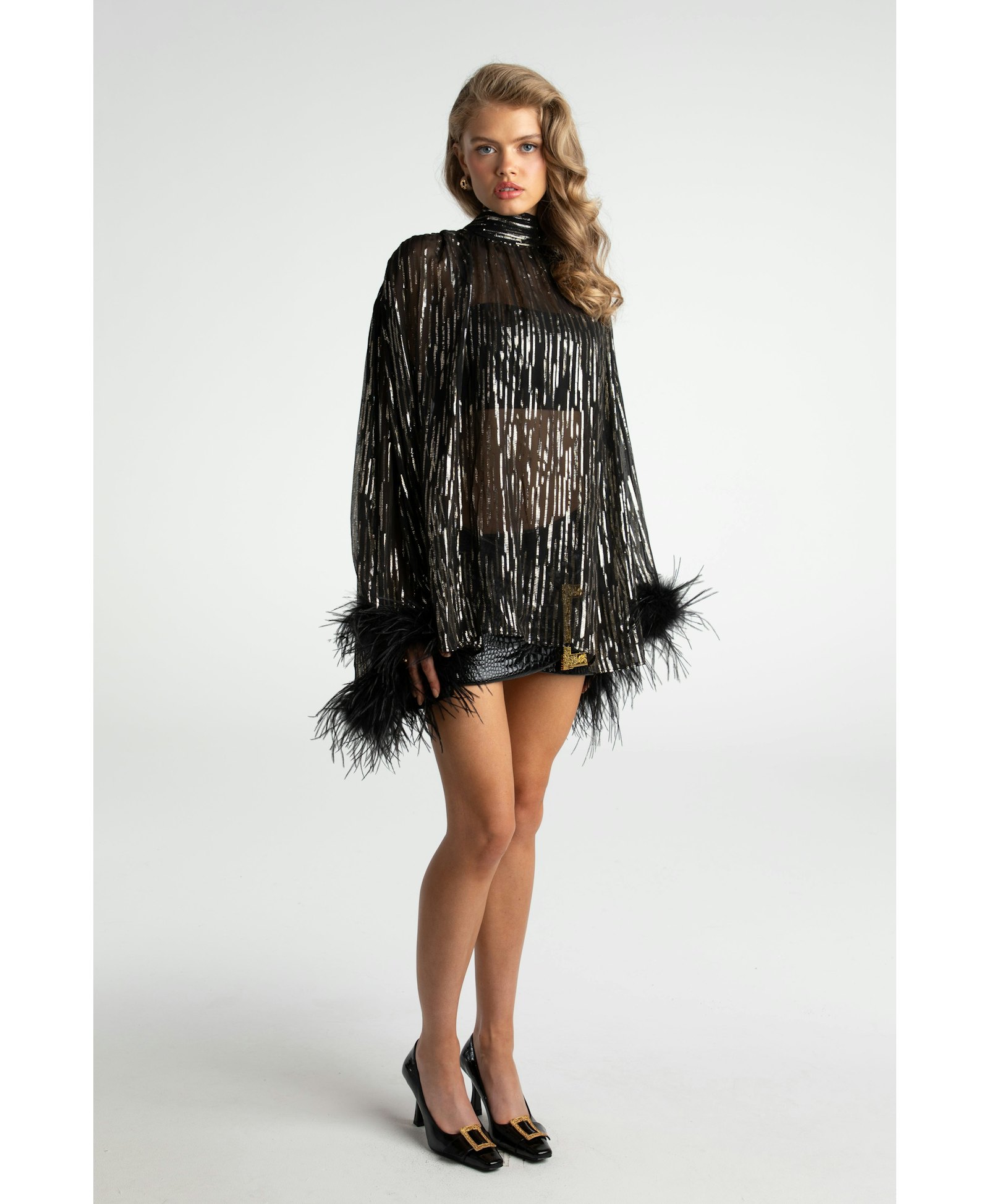 Keira Feather Top (Black) made by Nana Jacqueline