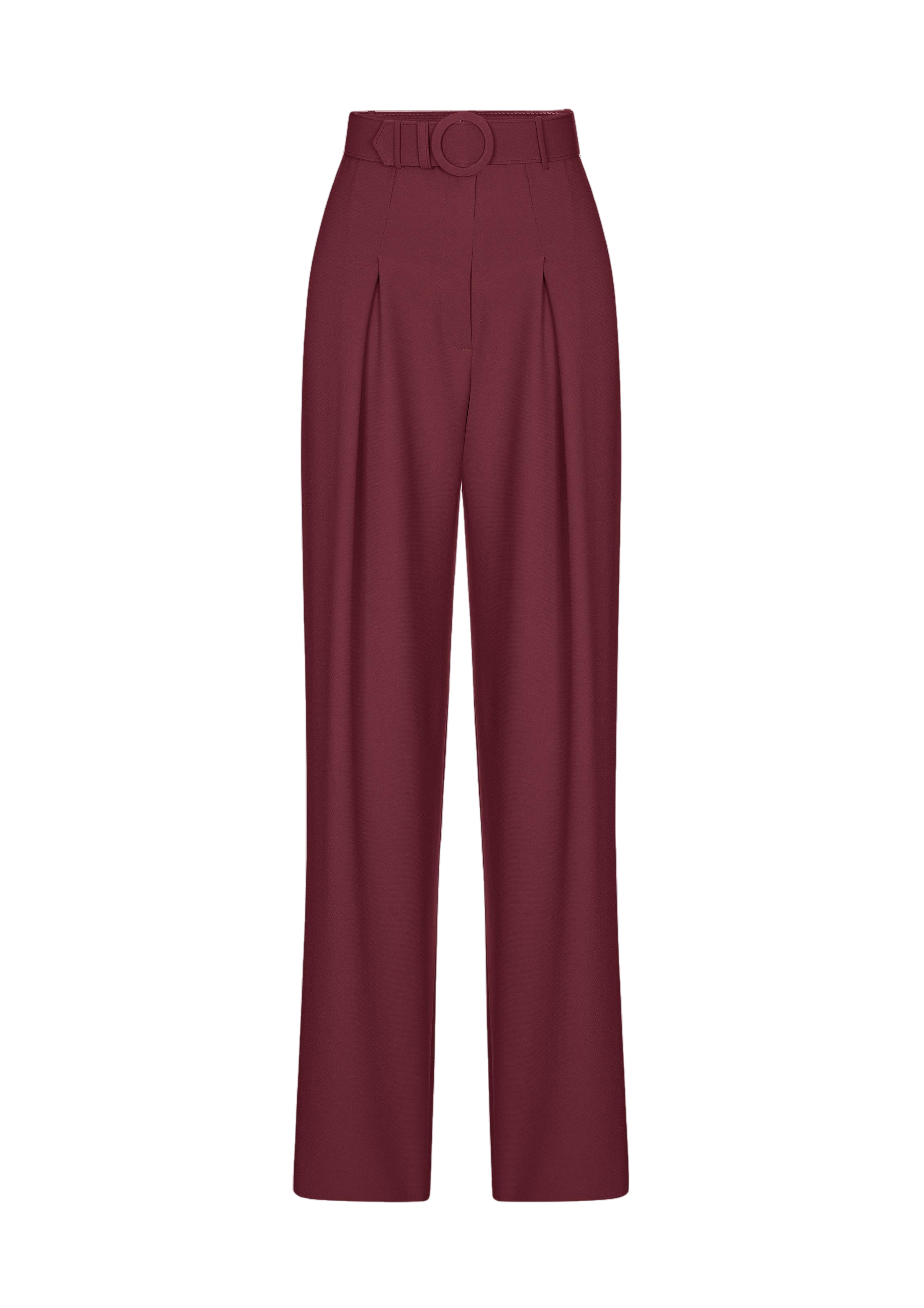 F.ILKK BELTED TROUSERS BURGUNDY