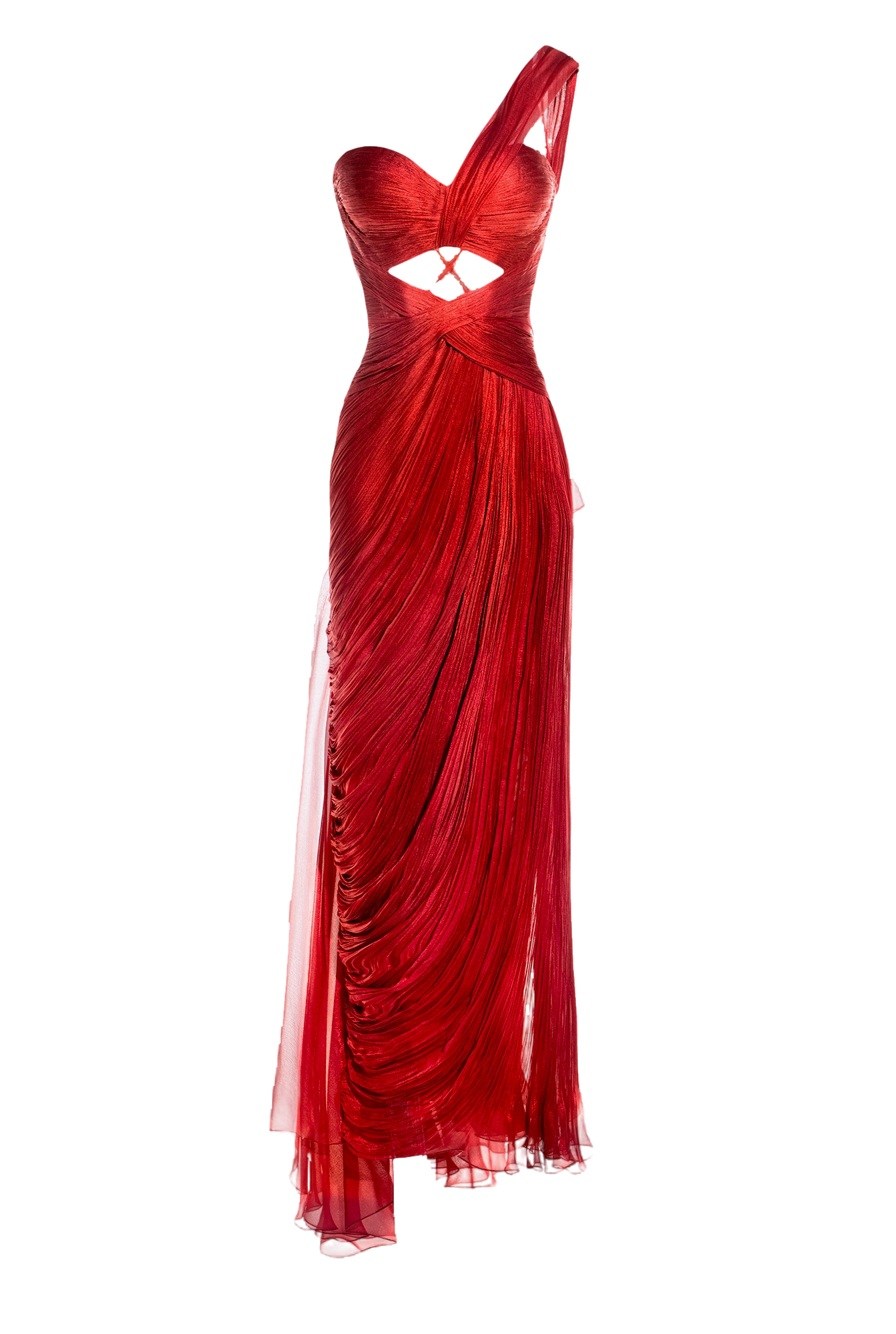 Maria Lucia Hohan Amelia Mousseline Silk Cutout Long Dress In Red