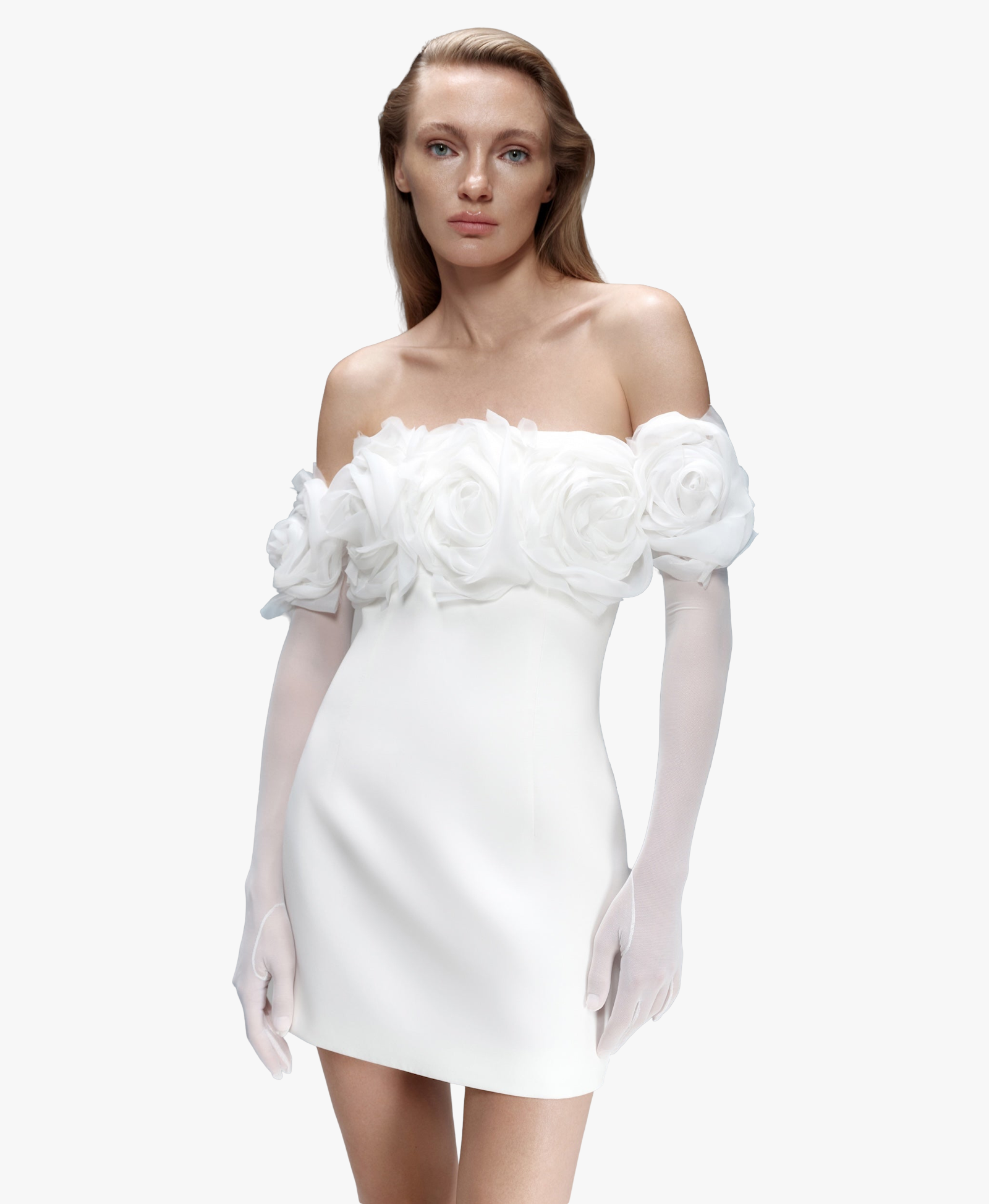 Floral-Appliqué Crepe Mini Dress made by NDS The Label