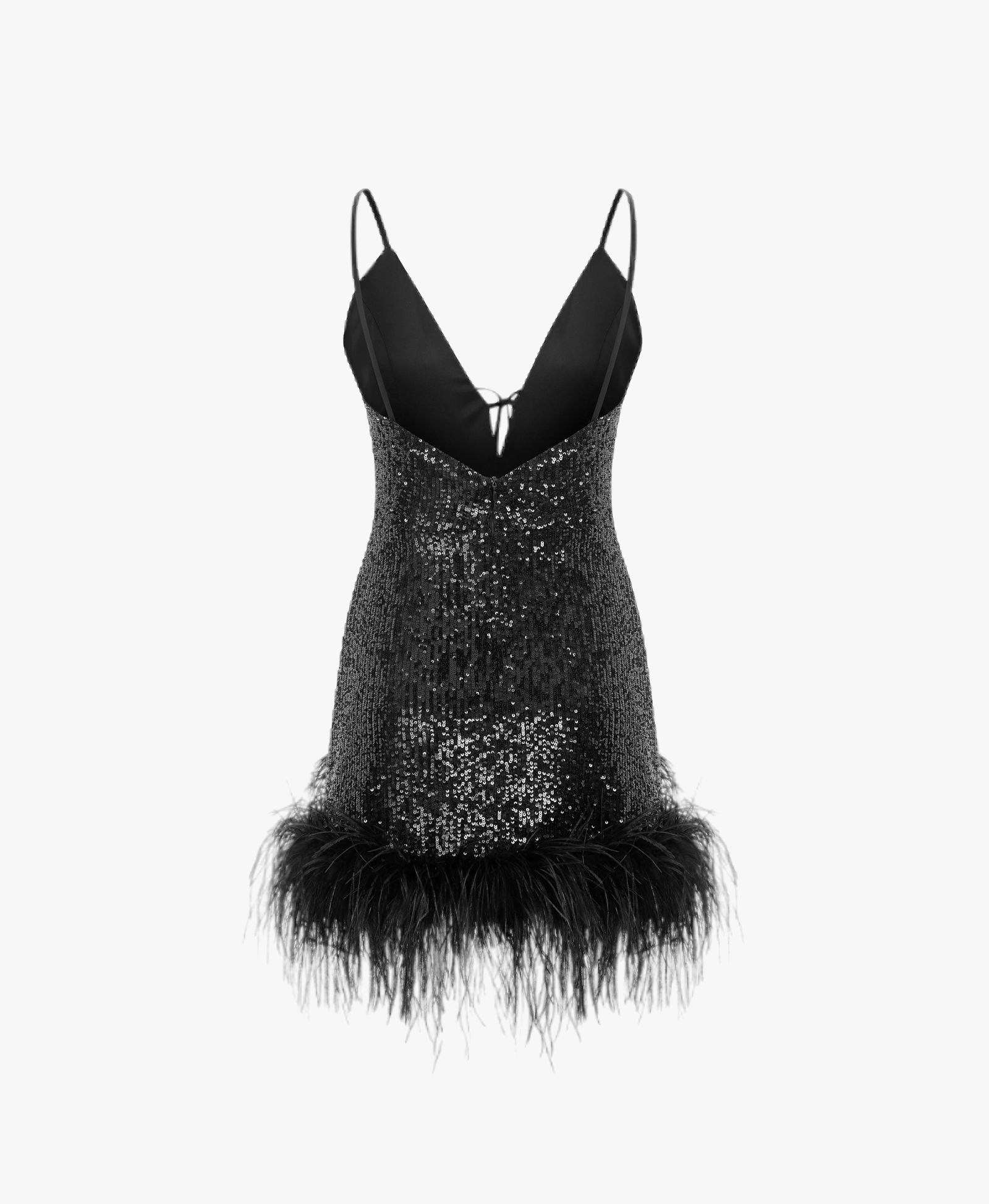 Tulip - V Neck Mini Sequin Dress With Feather Trim made by ILA