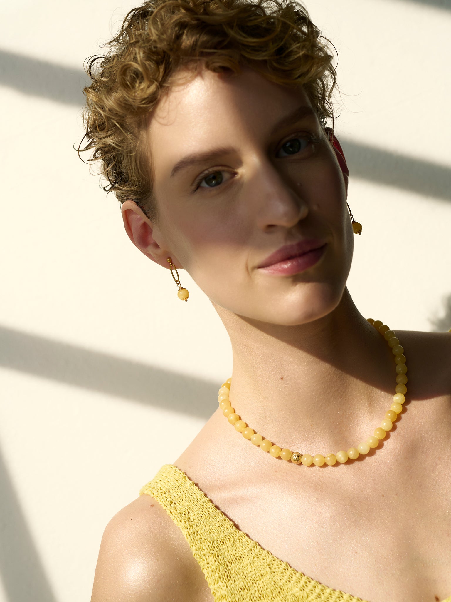 Shop Eva Remenyi Honey Calcite Necklace In Gold