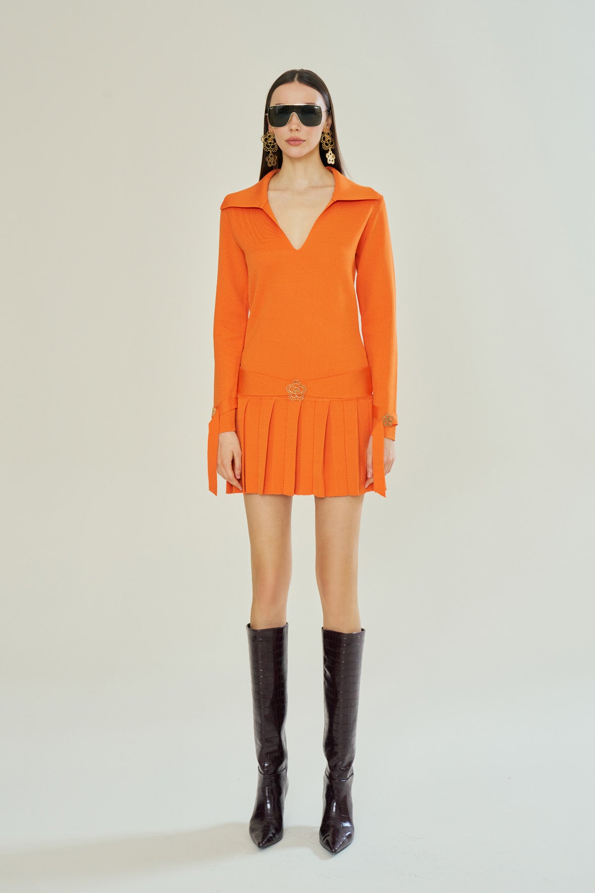 Shop Declara Mandarin Elegance Knit Dress