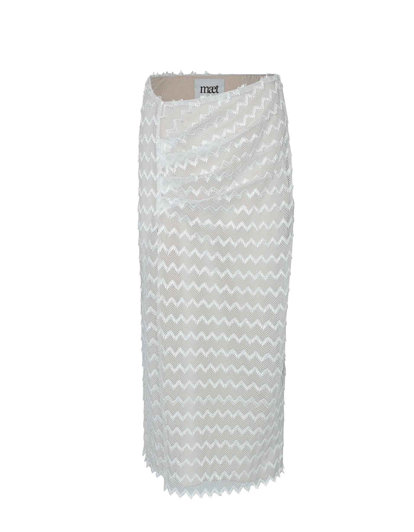 Shop Maet Hebo White Knit Asymmetric Midi Skirt