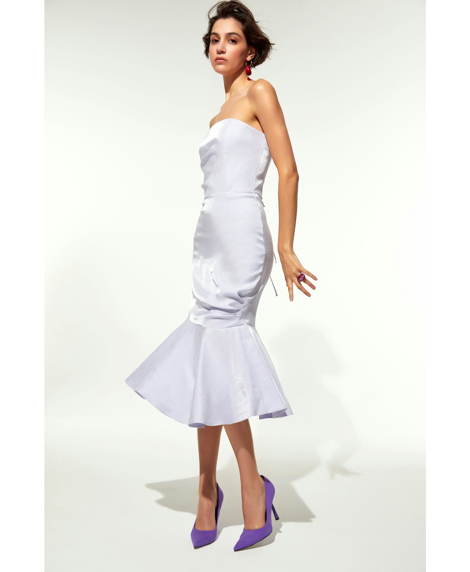 Noa Strapless Dress in Lilac made by Nazli Ceren
