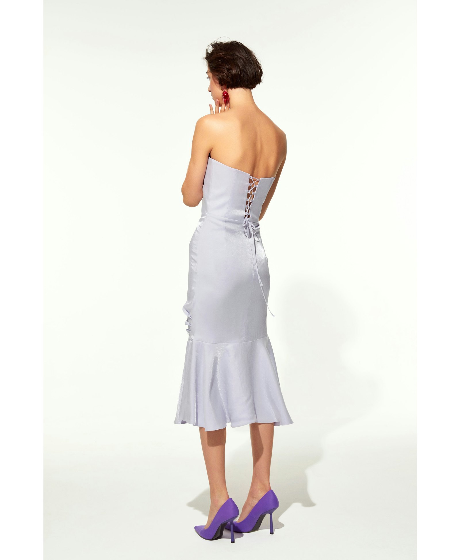Noa Strapless Dress in Lilac made by Nazli Ceren