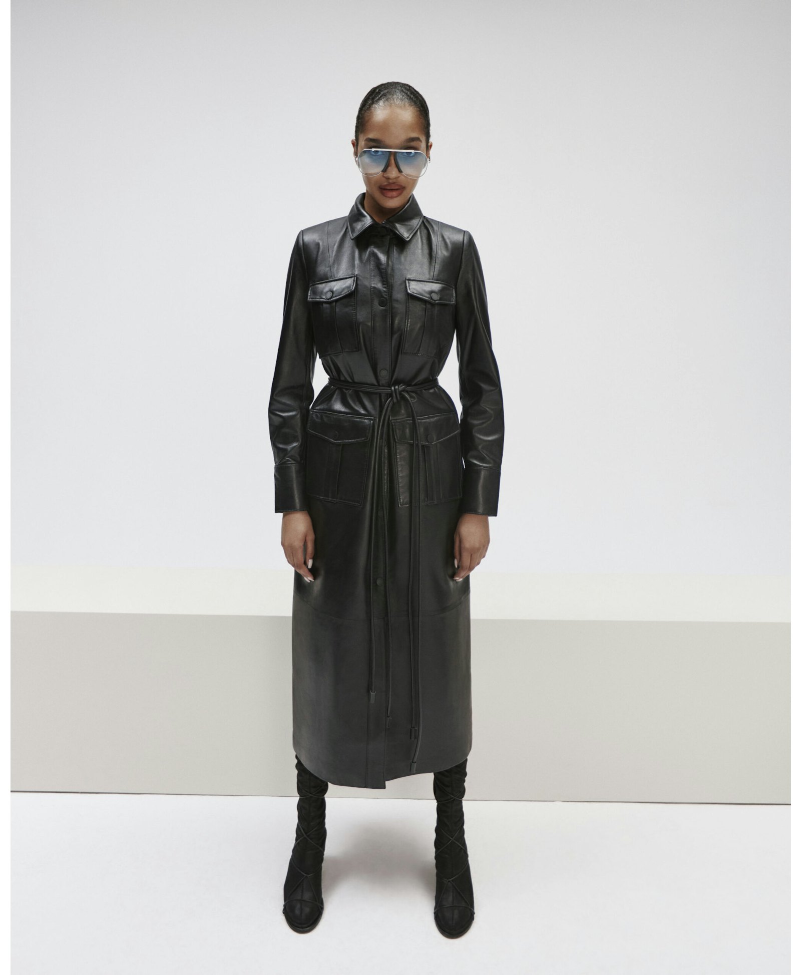 Leather Longline Dress With Pockets made by YAVORSKA