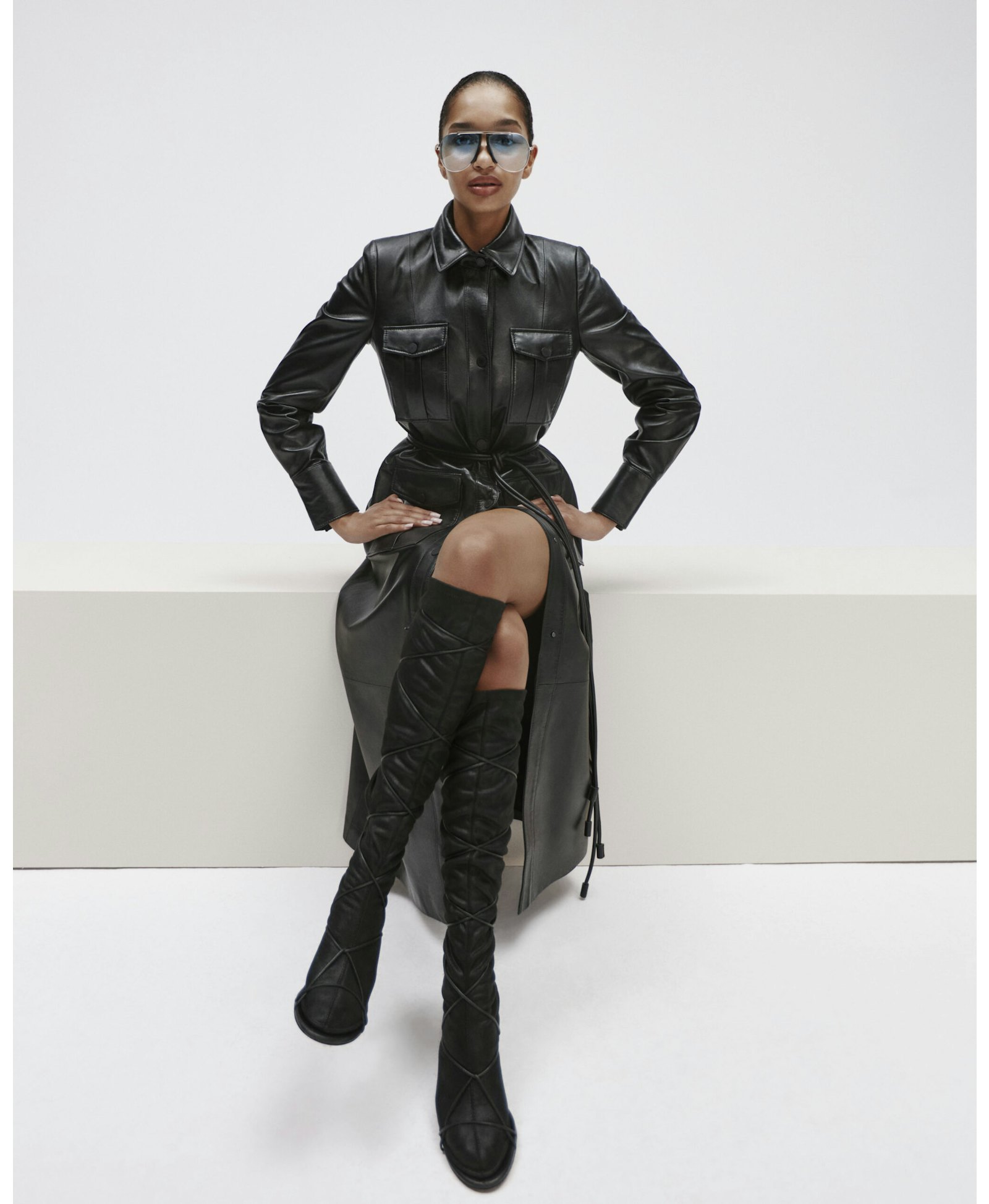 Leather Longline Dress With Pockets made by YAVORSKA