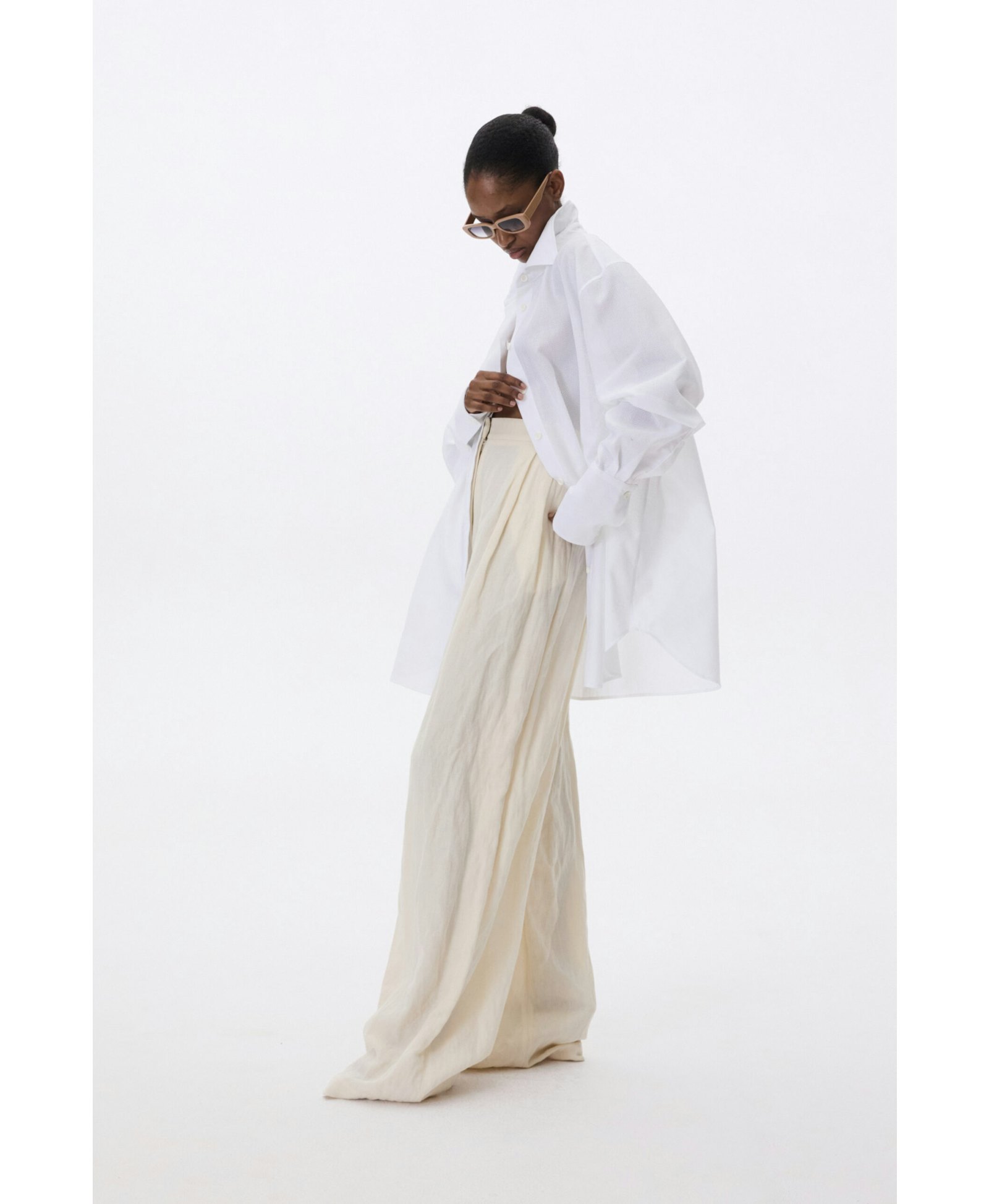 Wide Leg Tailored Cotton Trousers made by YAVORSKA