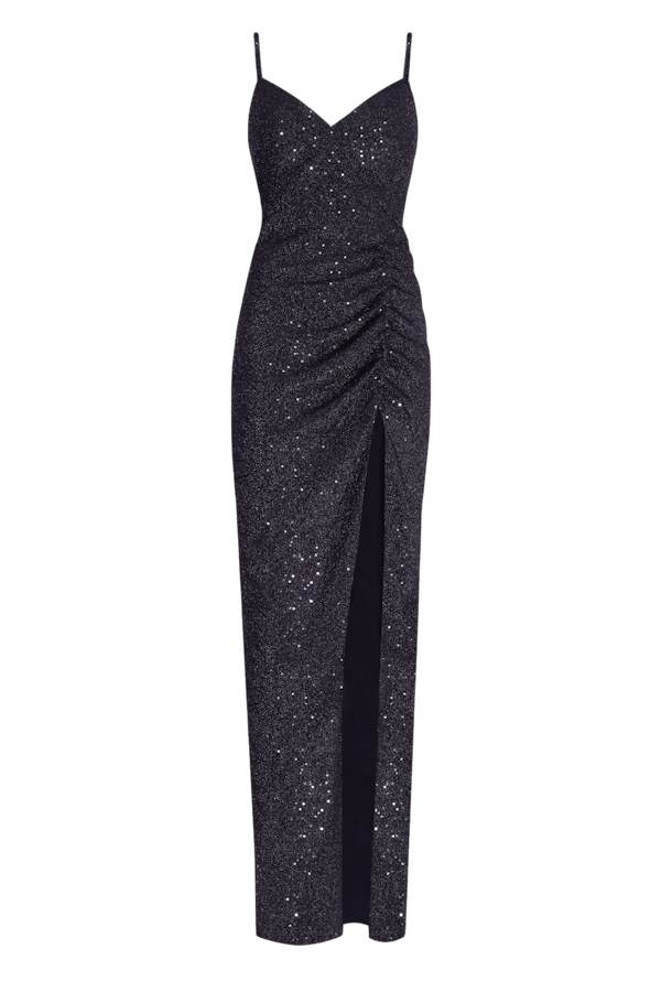Millà Spectacular Sequined Maxi Gown On Long Spaghetti Straps In Black