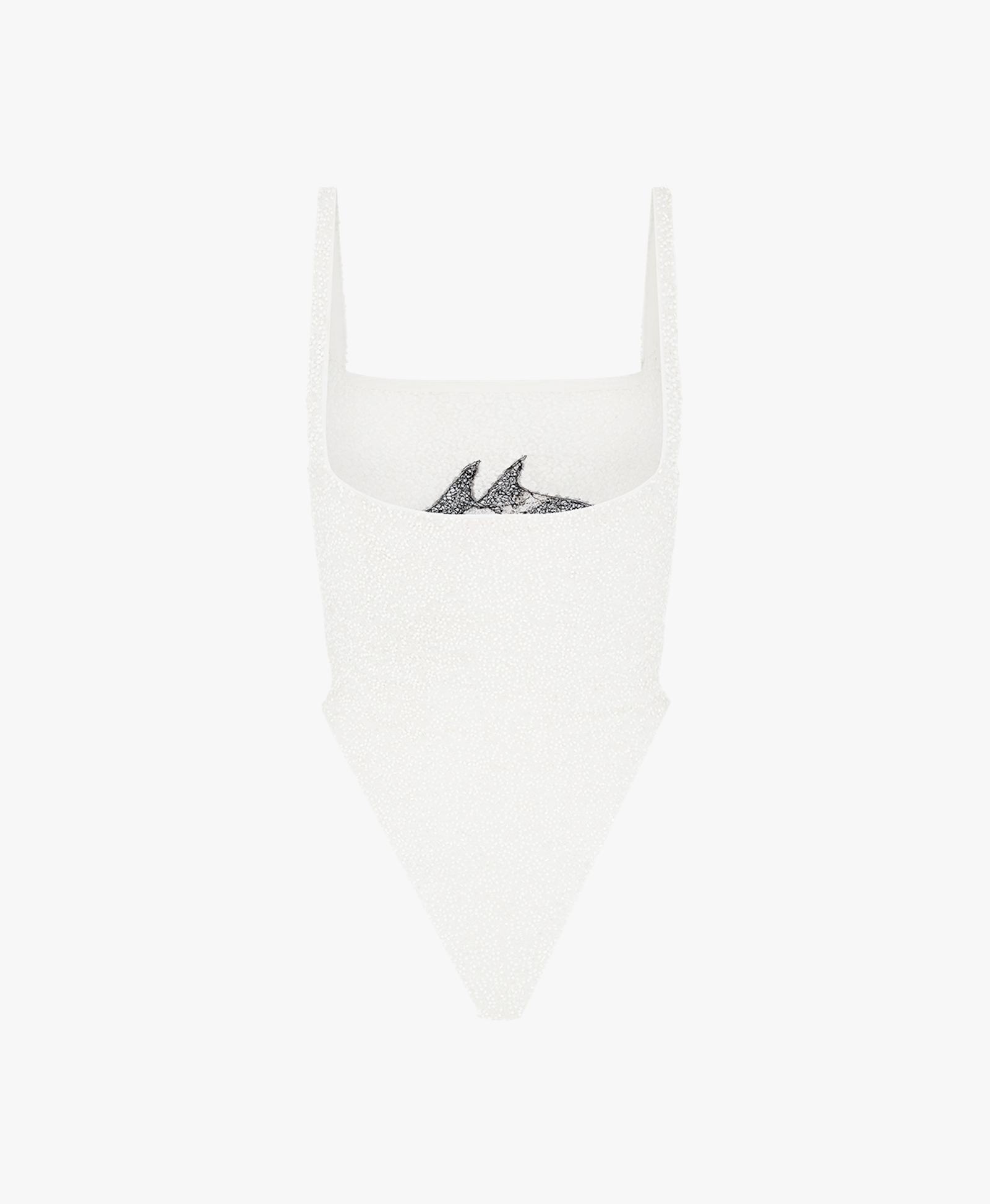 Marina Vintage Neckline Swimsuit White in White made by Oceanus Swimwear