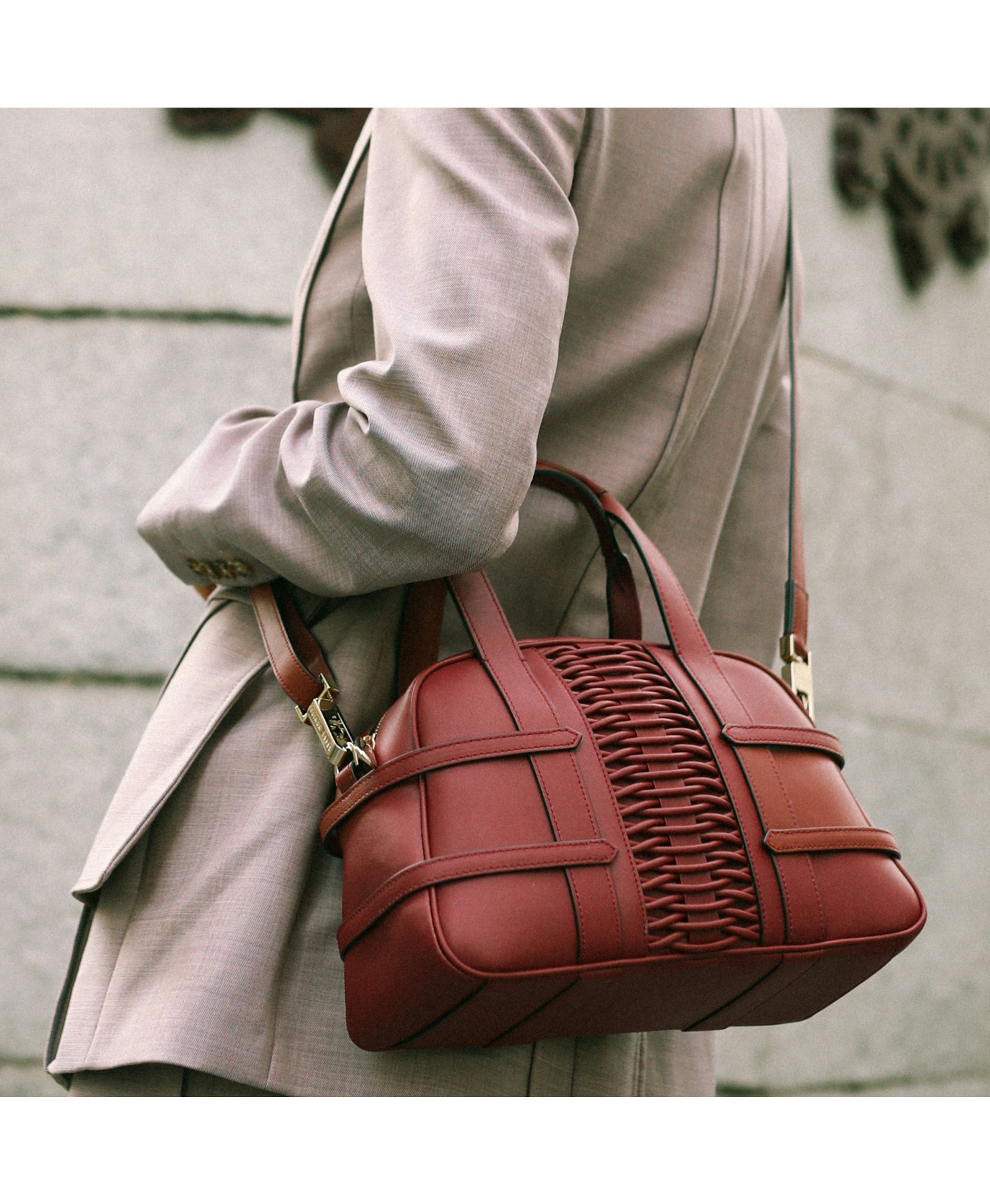 Medium Francesca braided bordeaux satchel made by Yliana Yepez