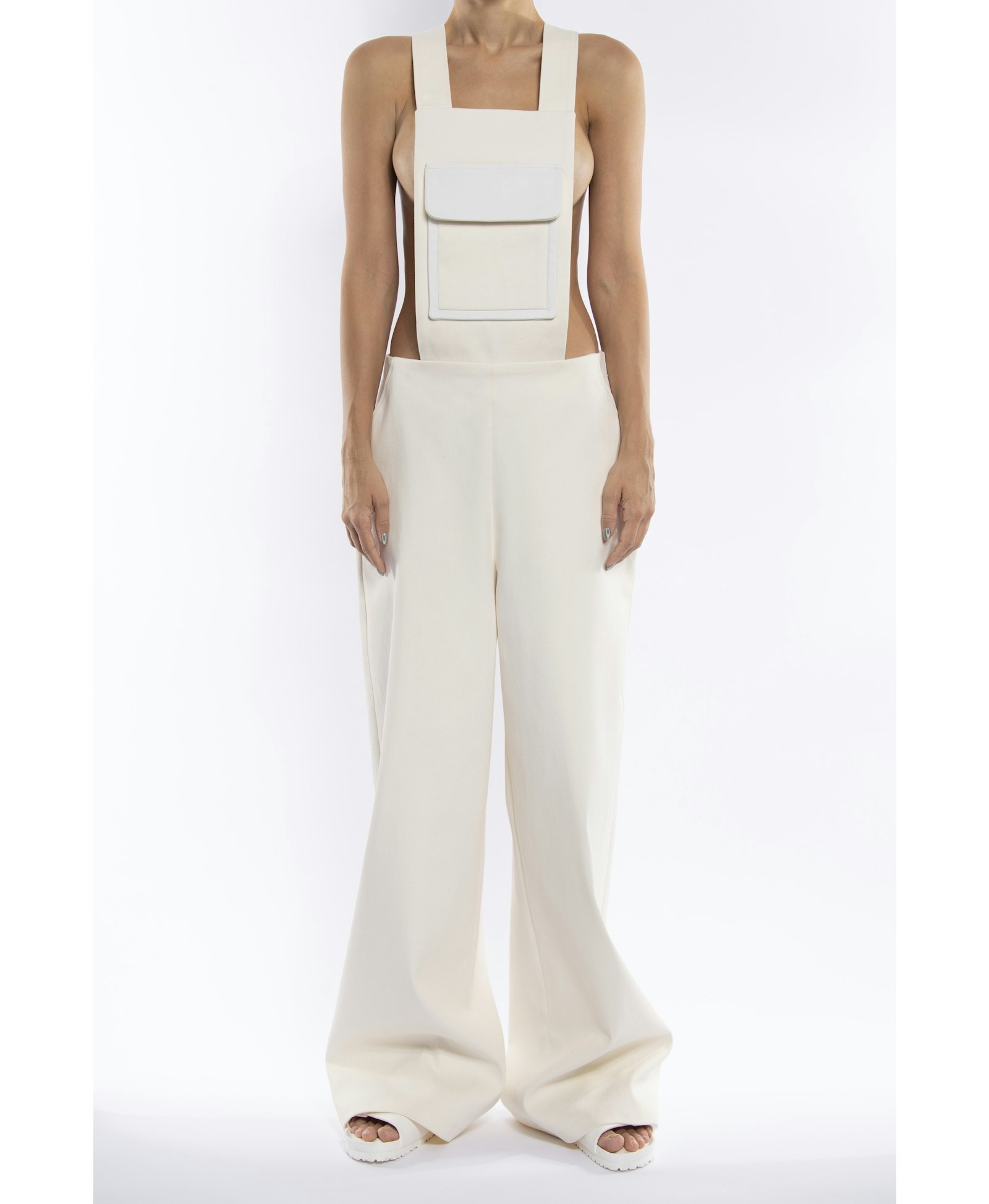 London Denim Jumpsuit in White made by Vestiaire d'un Oiseau Libre