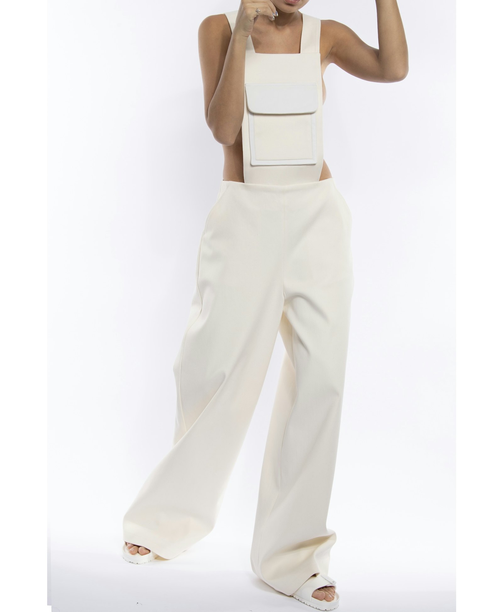 London Denim Jumpsuit in White made by Vestiaire d'un Oiseau Libre