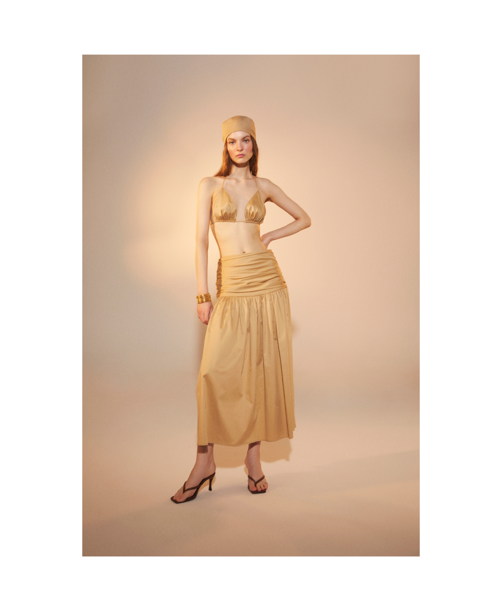 Birdie Rouched Maxi Skirt in Apple Cinnamon in Brown made by Nazli Ceren