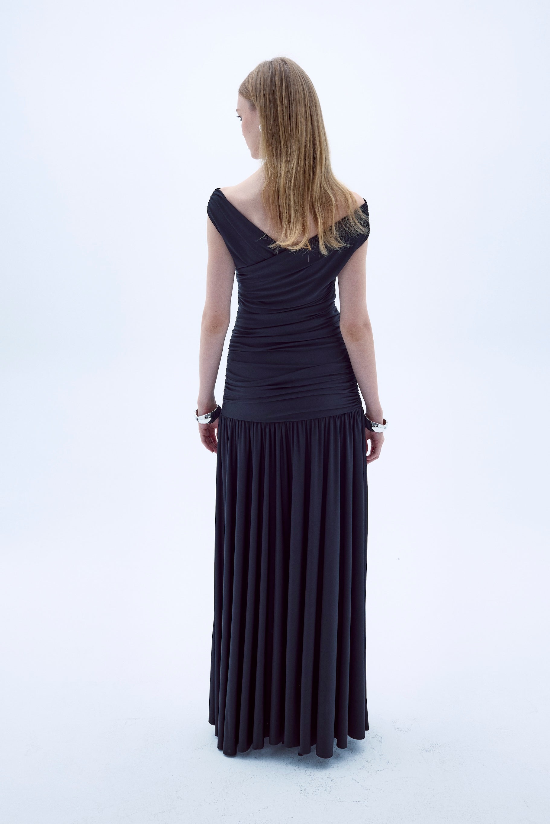 Shop Nazli Ceren Purley Jersey Long Dress In Black