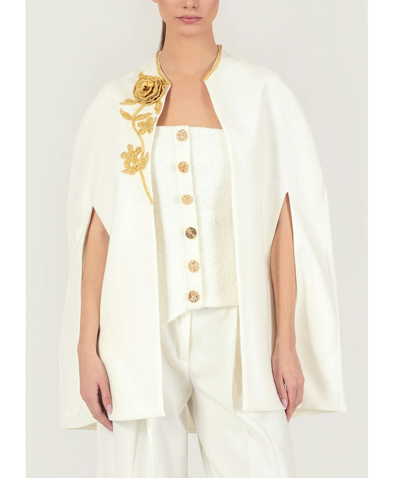 Crepe wide-leg pants in white made by Monika Dimova