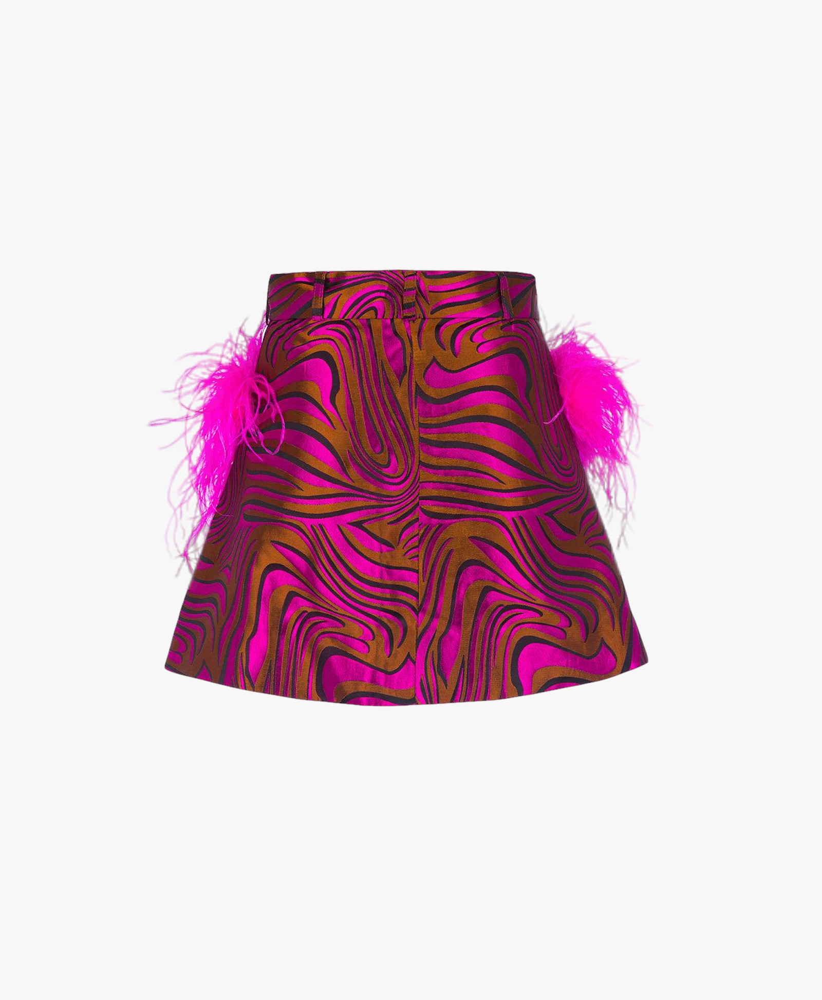 Raspberry Printed Mini Skirt With Feathers made by ANDREEVA