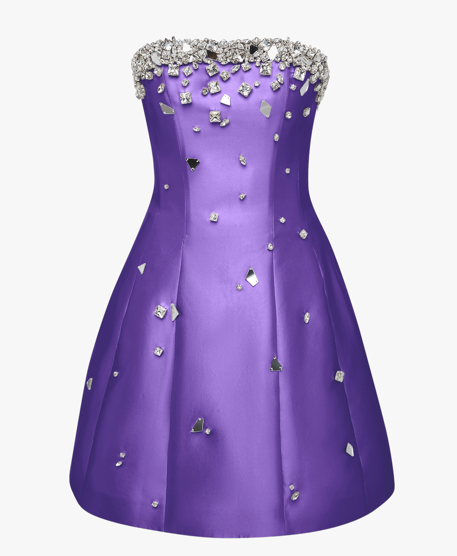 Crystal-Embellished Mini Dress in Purple made by NDS The Label