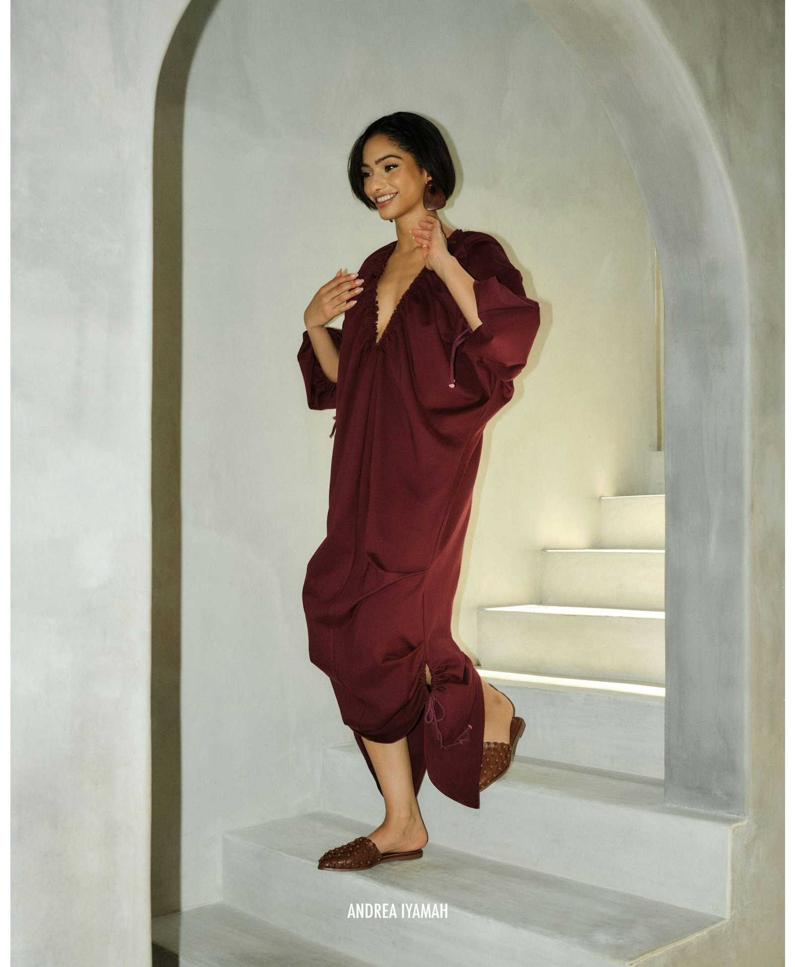 META MAXI DRESS - DARK PLUM made by Andrea Iyamah