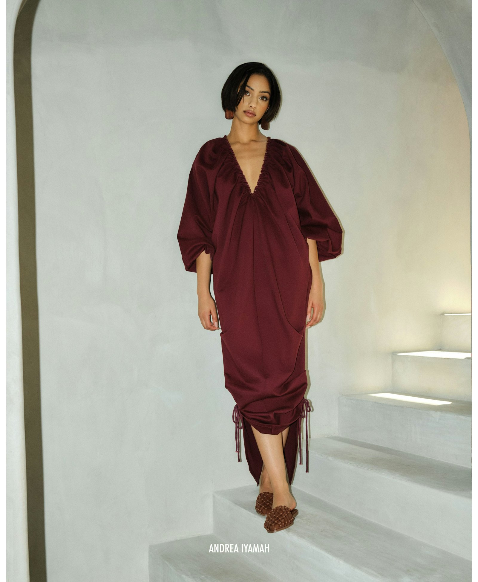 META MAXI DRESS - DARK PLUM made by Andrea Iyamah