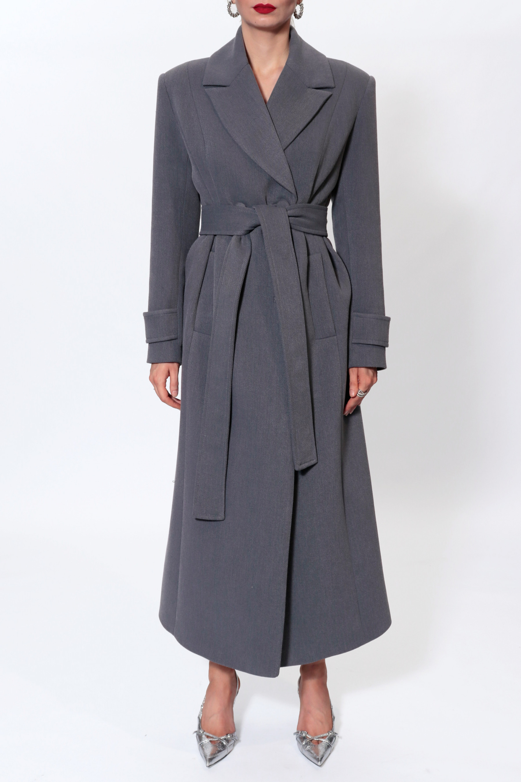 Shop Halewski Coat Cartney Baltic Grey In Slate Black