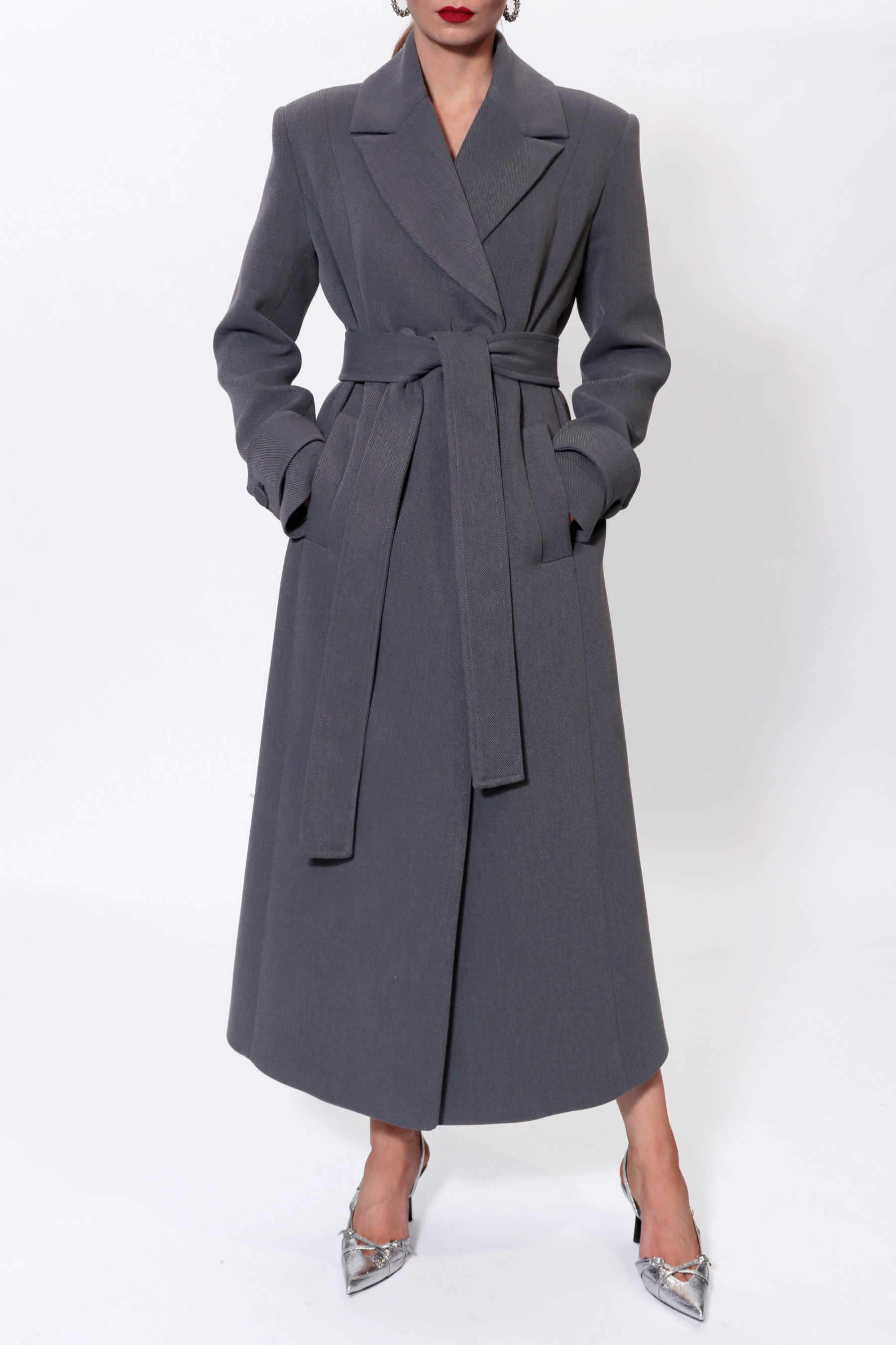 Shop Halewski Coat Cartney Baltic Grey In Slate Black