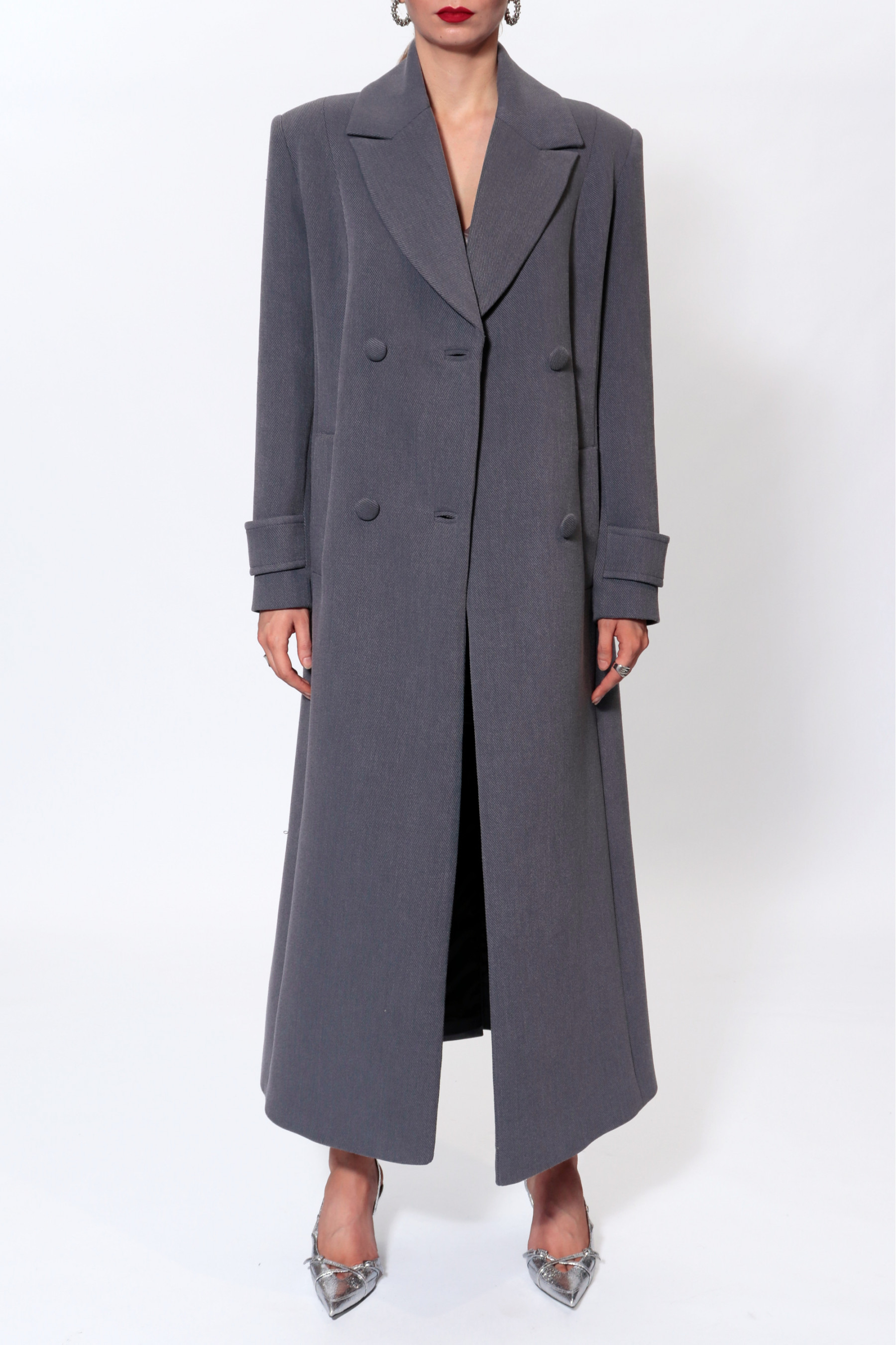 Shop Halewski Coat Cartney Baltic Grey In Slate Black