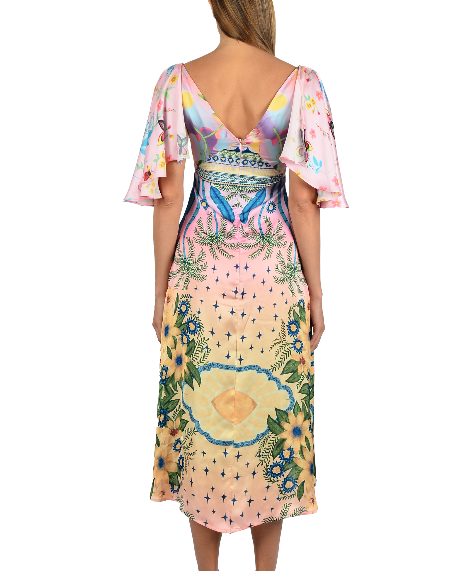 Camille V Shaped Neckline Multi-Coloured Party Dress made by Oceanus Swimwear