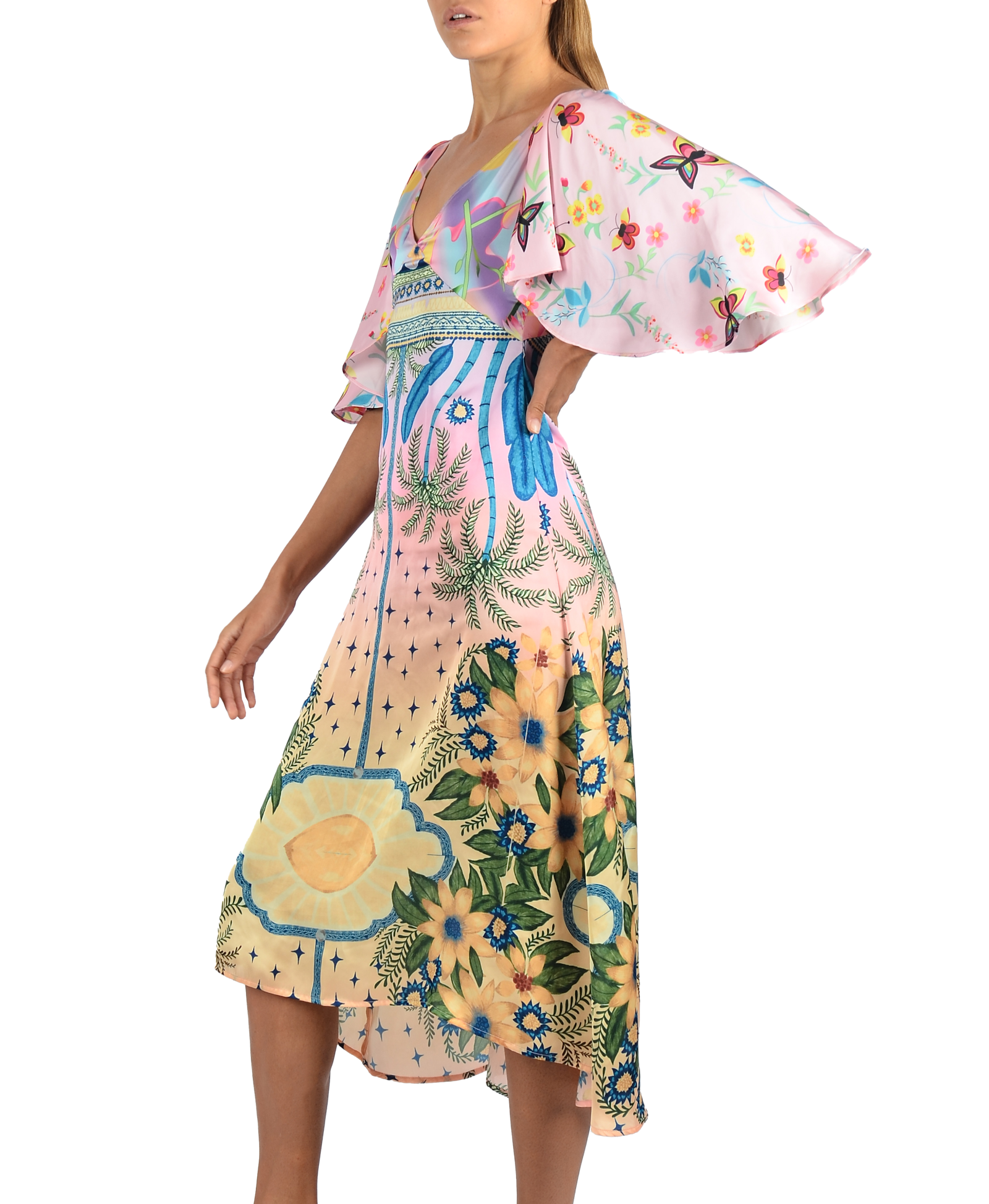 Camille V Shaped Neckline Multi-Coloured Party Dress made by Oceanus Swimwear