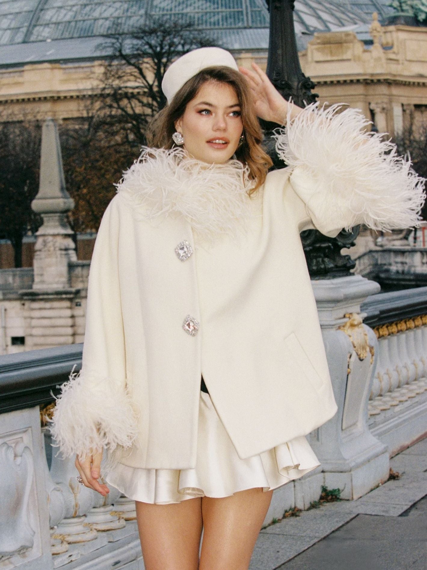 Shop Nana Jacqueline Angelica Feather Coat (white)