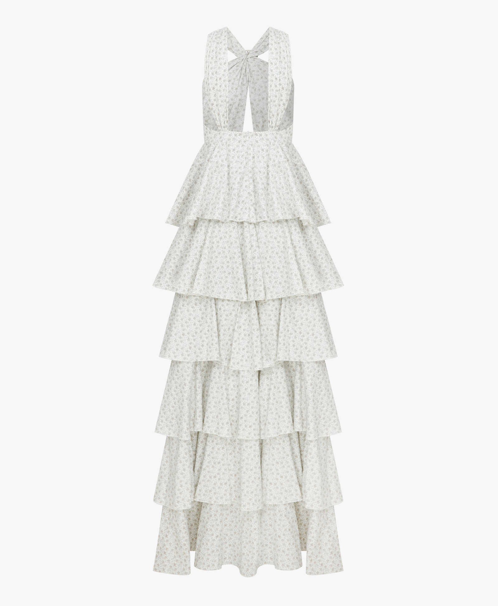 Laurel Printed Cotton Long Dress in Cannoli Cream made by Nazli Ceren