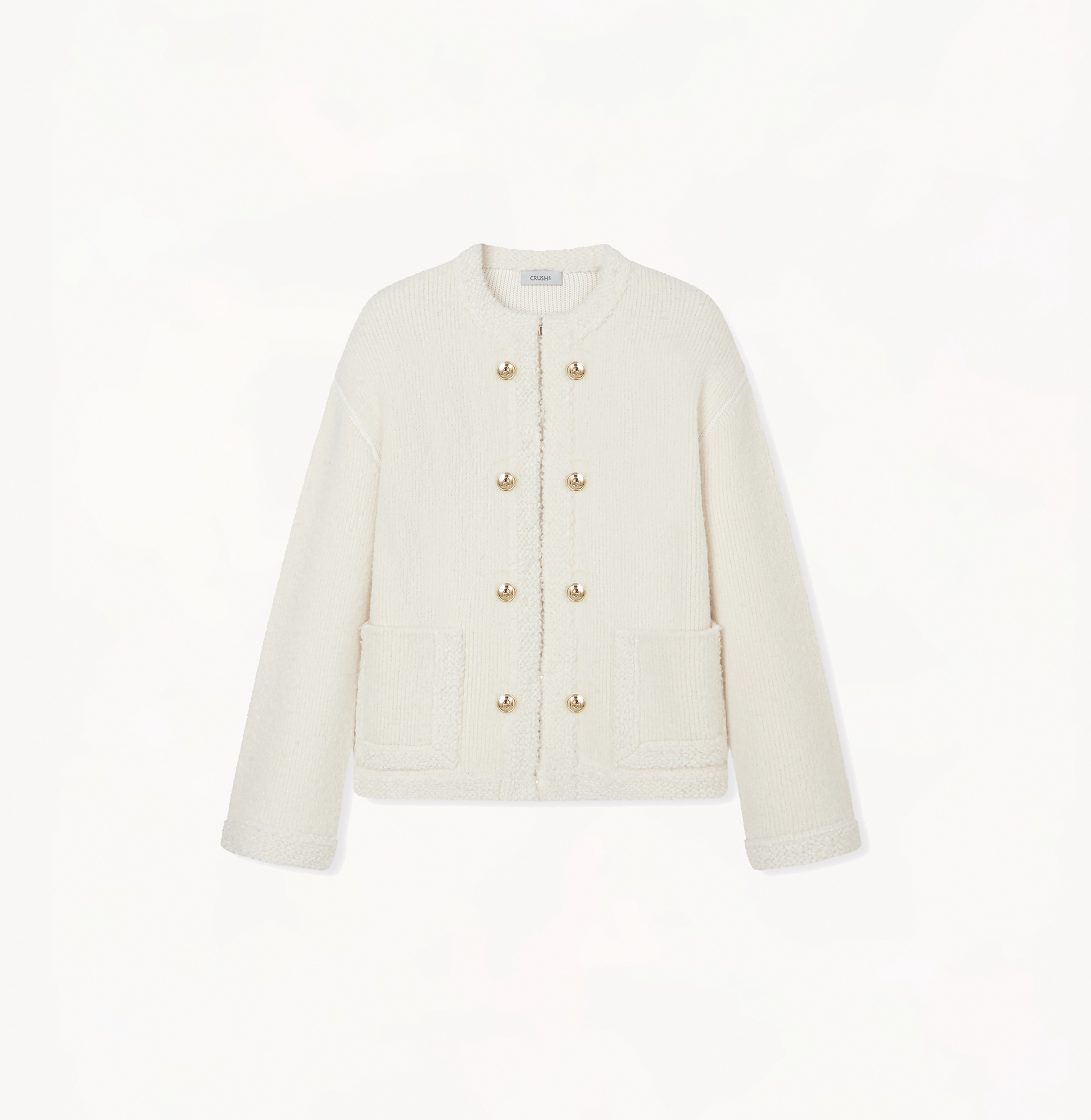 Shop Crush Collection Teddy Bouclé Mandarin Jacket In Beige