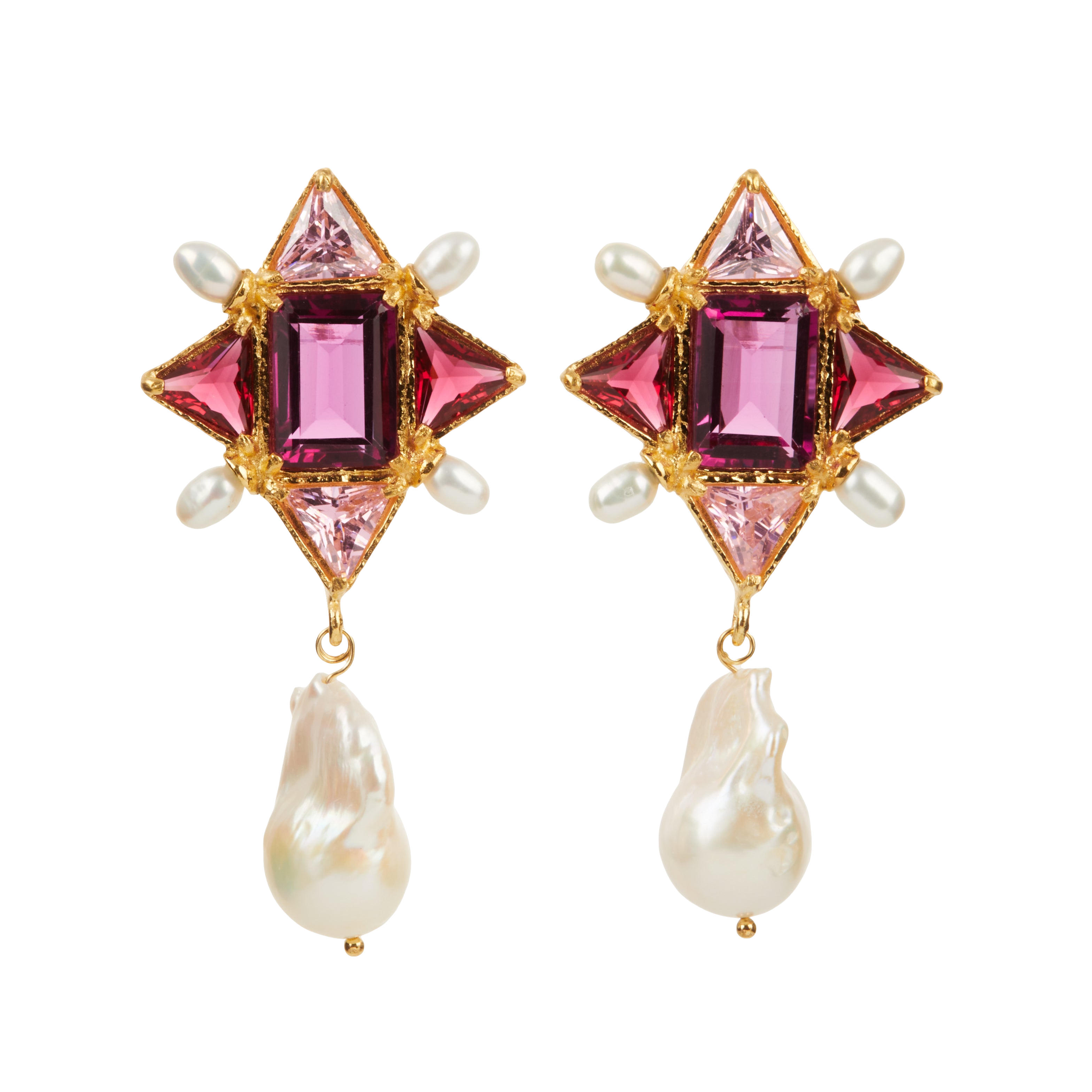 Christie Nicolaides Violetta Earrings Pink In Red