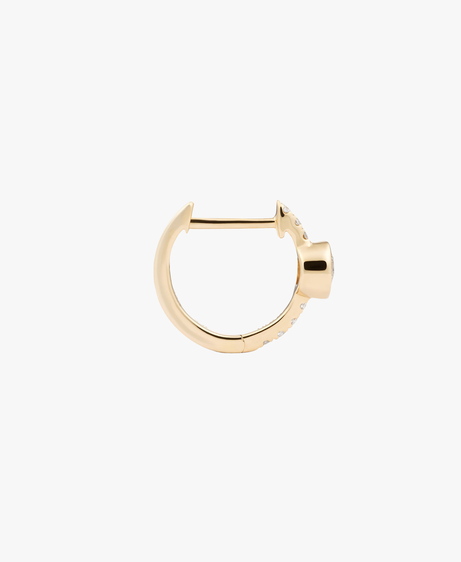 DOT DIAMOND HOOP - WHITE DIAMOND & PLAIN YELLOW GOLD - 11mm made by ENNUI