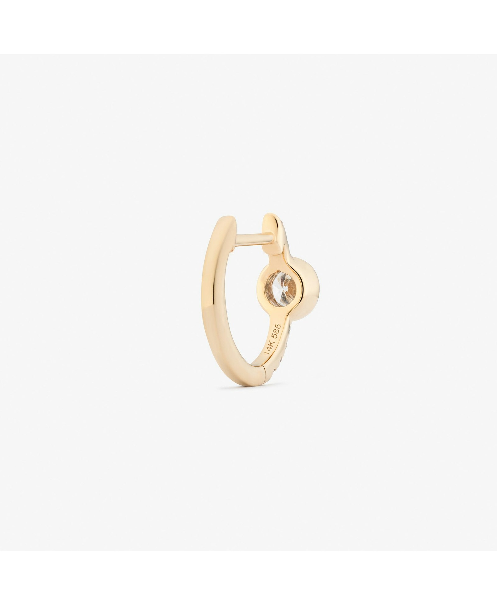 DOT DIAMOND HOOP - WHITE DIAMOND & PLAIN YELLOW GOLD - 11mm made by ENNUI