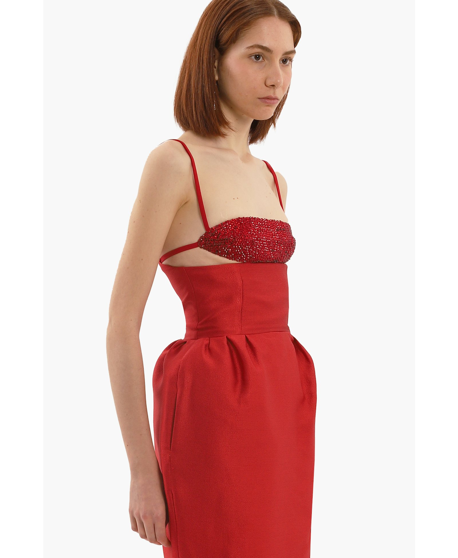 Red volume skirt made by Compte Spain