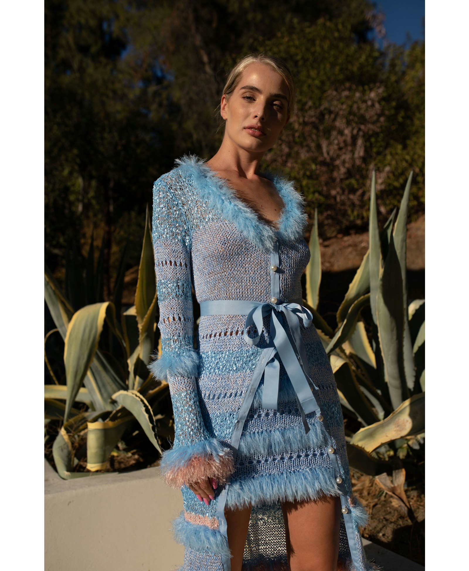 Blue Handmade Knit Skirt made by ANDREEVA