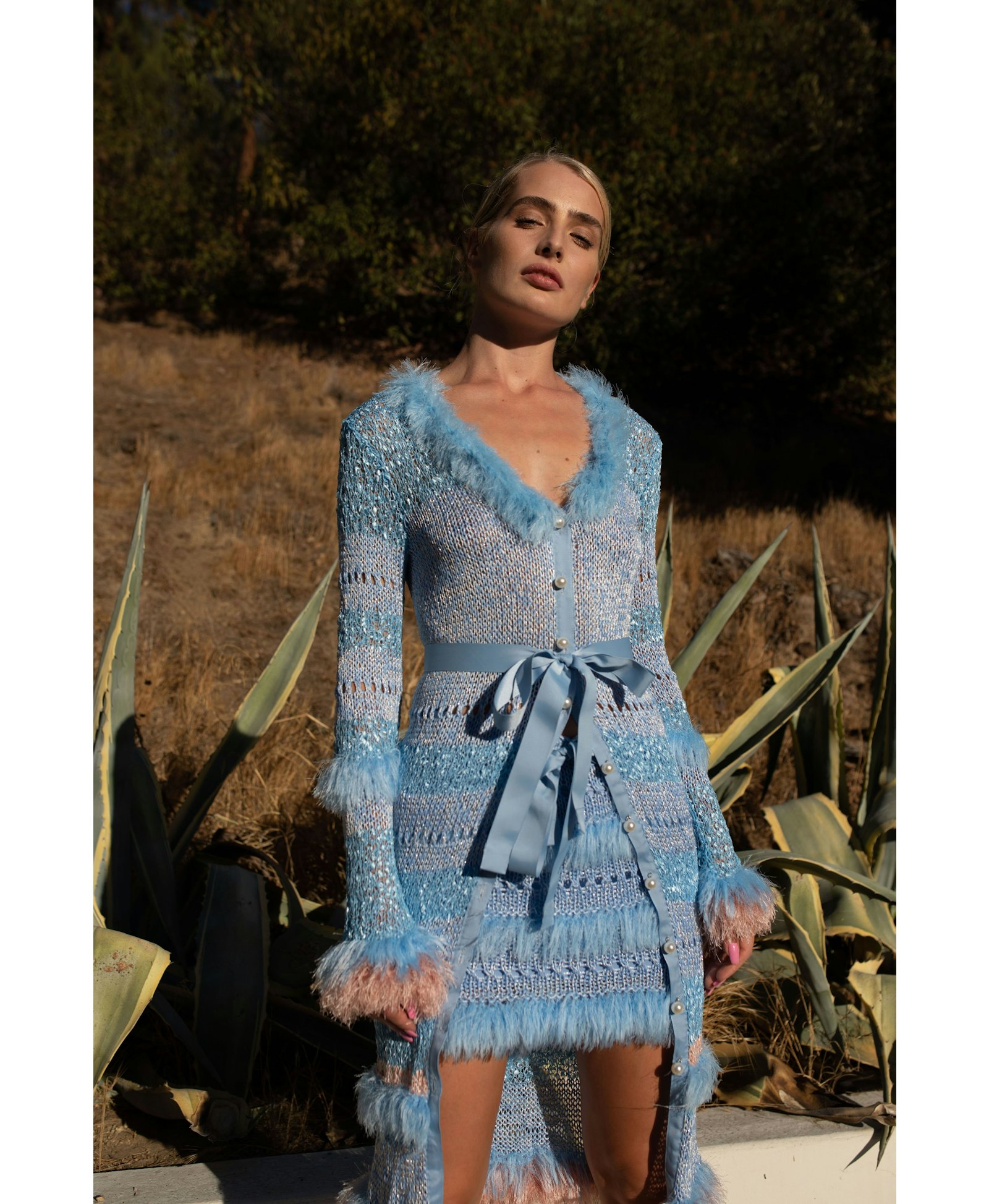 Blue Handmade Knit Skirt made by ANDREEVA