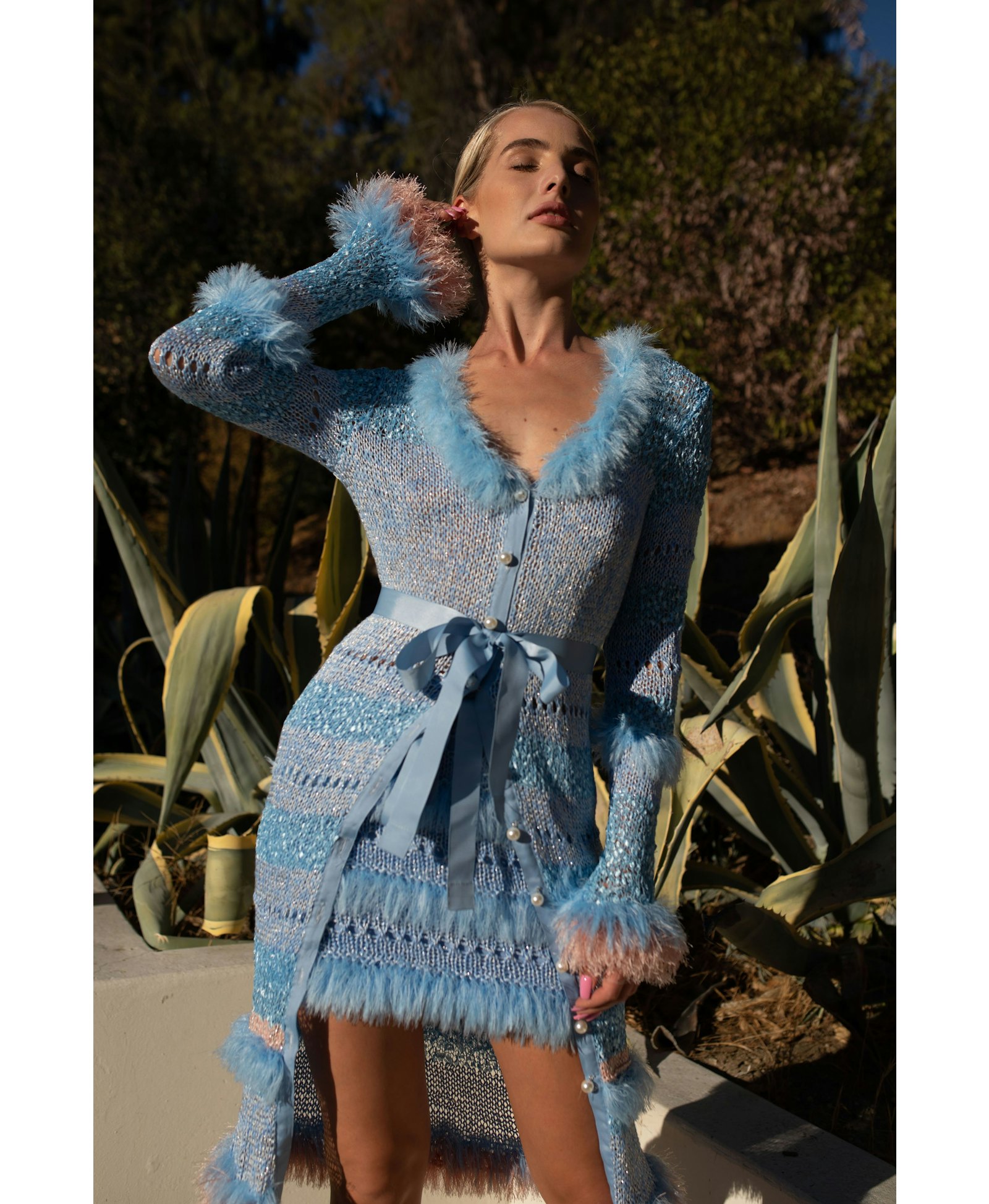 Blue Handmade Knit Skirt made by ANDREEVA