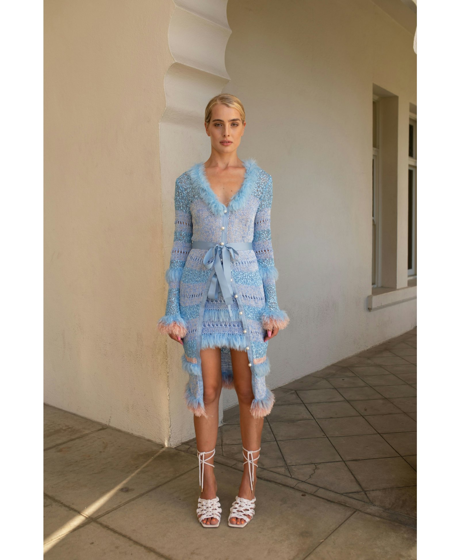 Blue Handmade Knit Skirt made by ANDREEVA