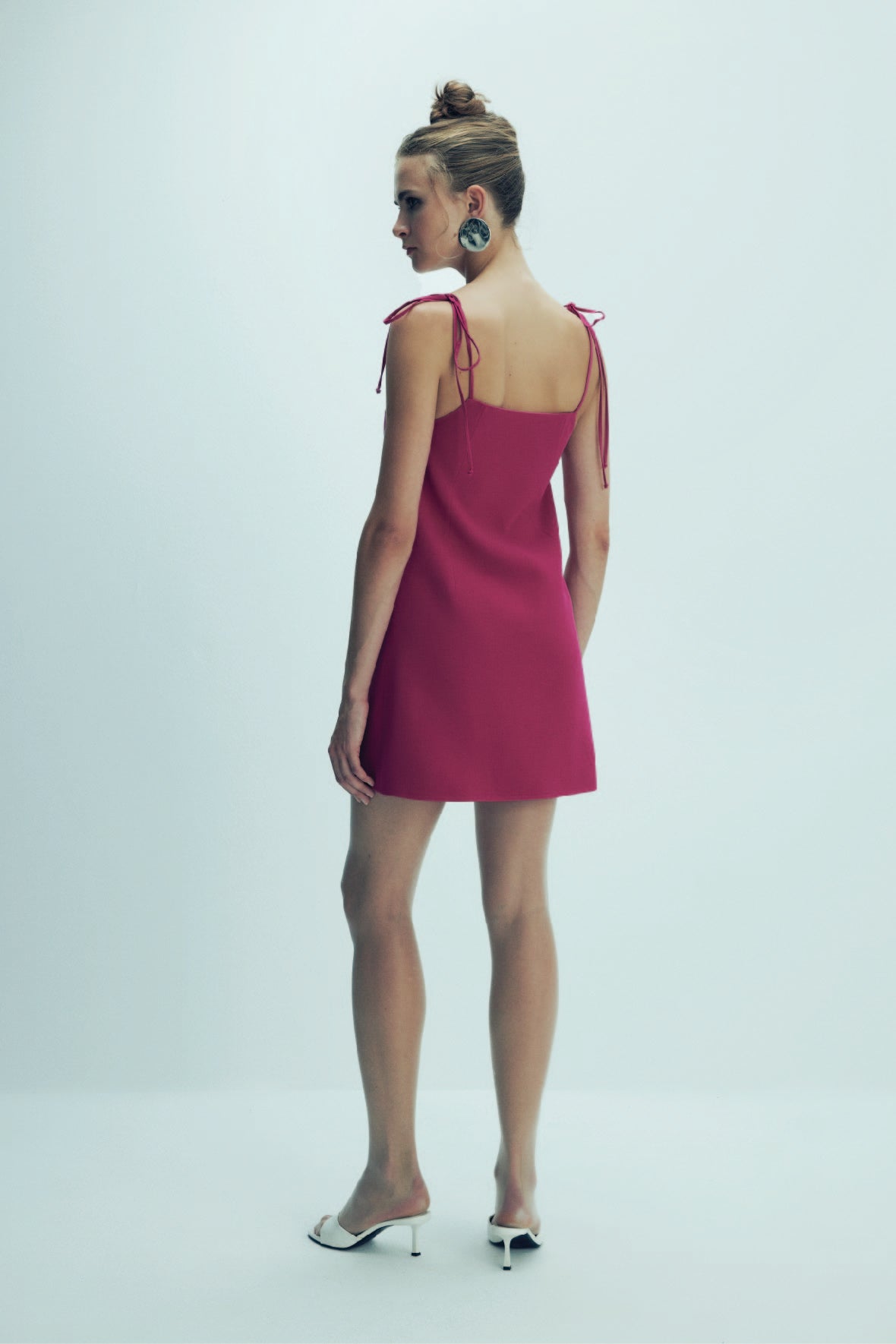 Shop Nazli Ceren Ellie Mini Crepe Dress In Raspberry Sorbet