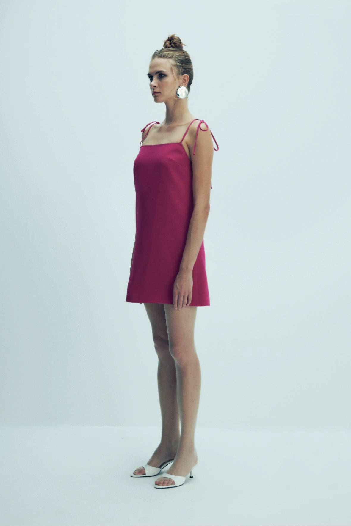 Shop Nazli Ceren Ellie Mini Crepe Dress In Raspberry Sorbet