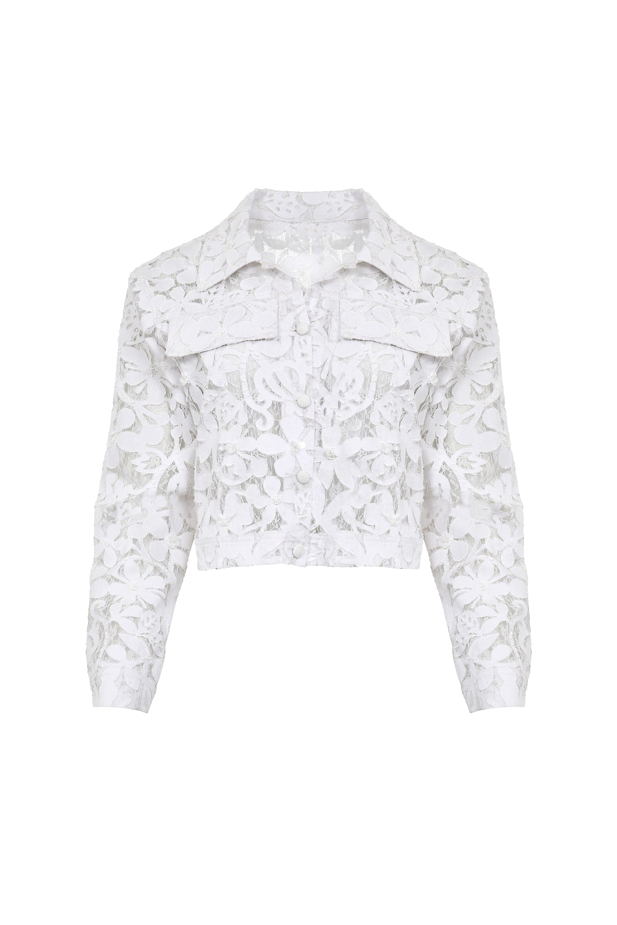Francesca Miranda Etta Lace Denim Jacket In White