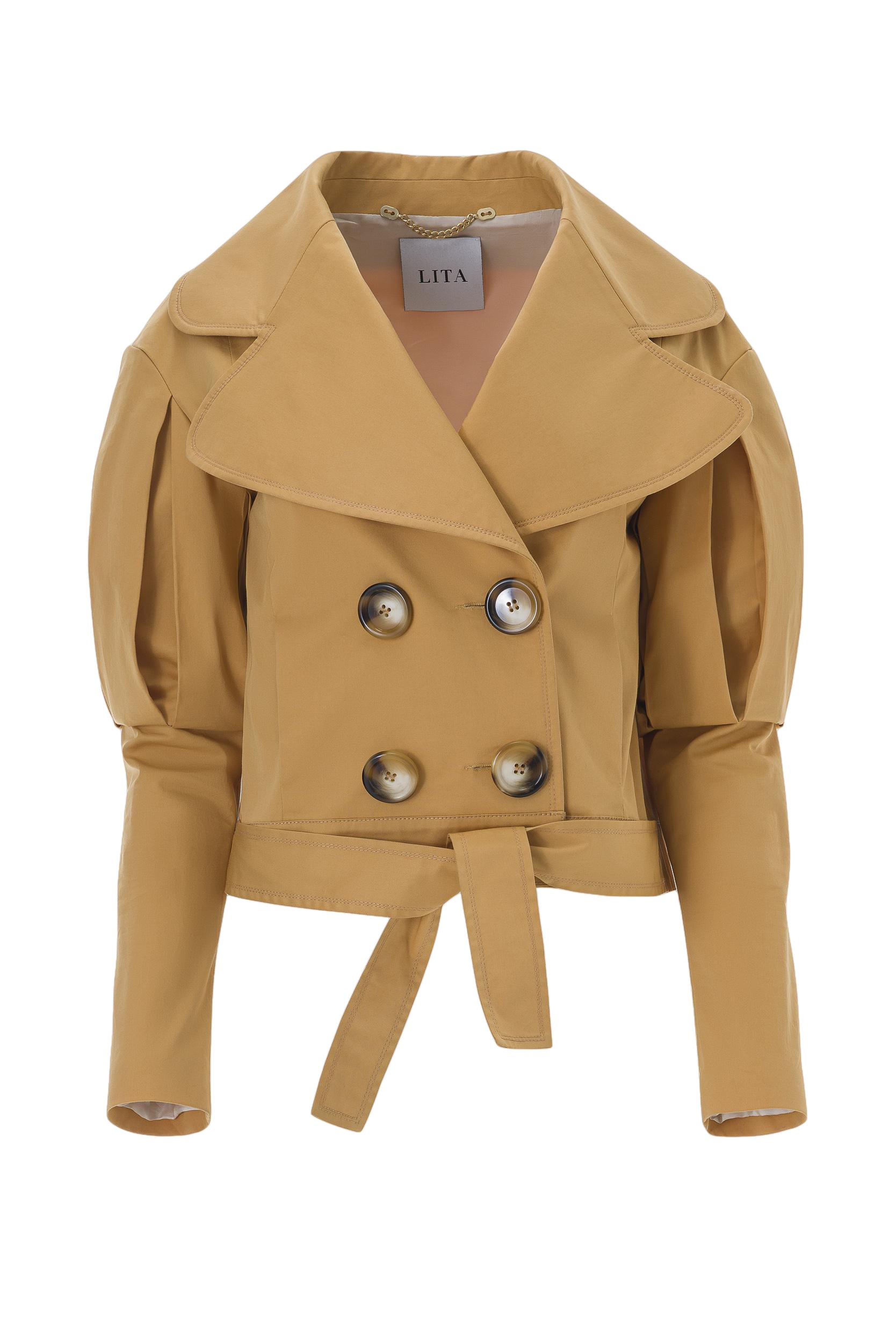 Lita Couture Statement Jacket With Oversized Lapels In  Orange